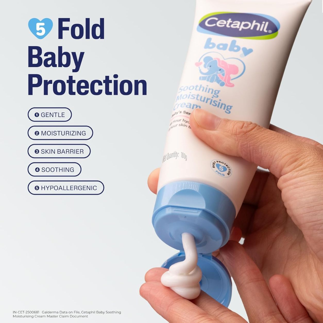 Cetaphil Baby Soothing Moisturising Cream for Sensitive Skin with Sweet Almond Oil, Sunflower Oil & Glycerin, 48-Hour Hydration, 8-Hour Skin Barrier Protection, Hypoallergenic Baby Cream – 100g