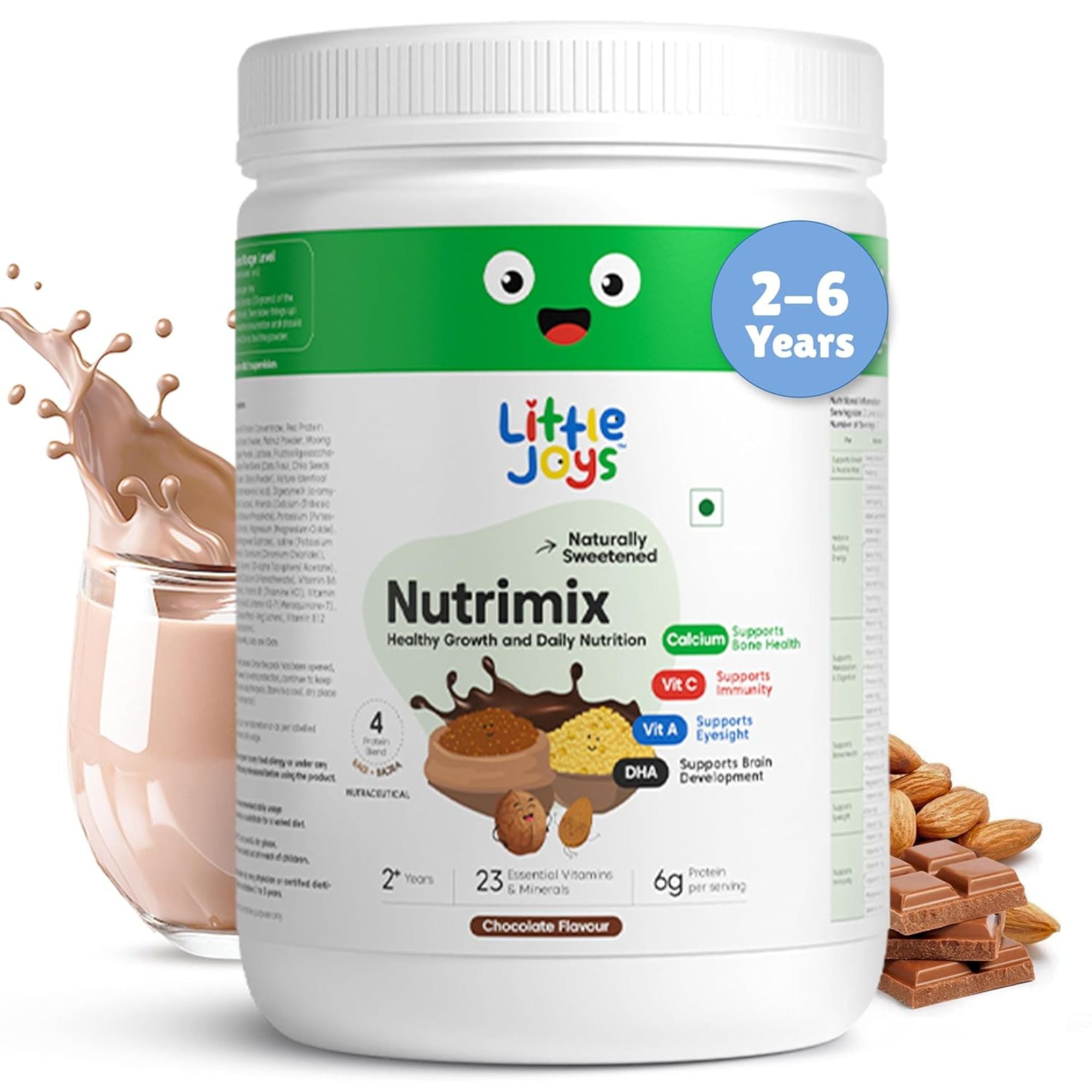 Little Joys Nutrimix Chocolate Flavour Health Drink Powder for Kids (2+ Years & 7+ Years) | 23 Essential Vitamins & Minerals | Protein-Rich Nutrition | Calcium, DHA, Vitamin A & C | Naturally Sweetened