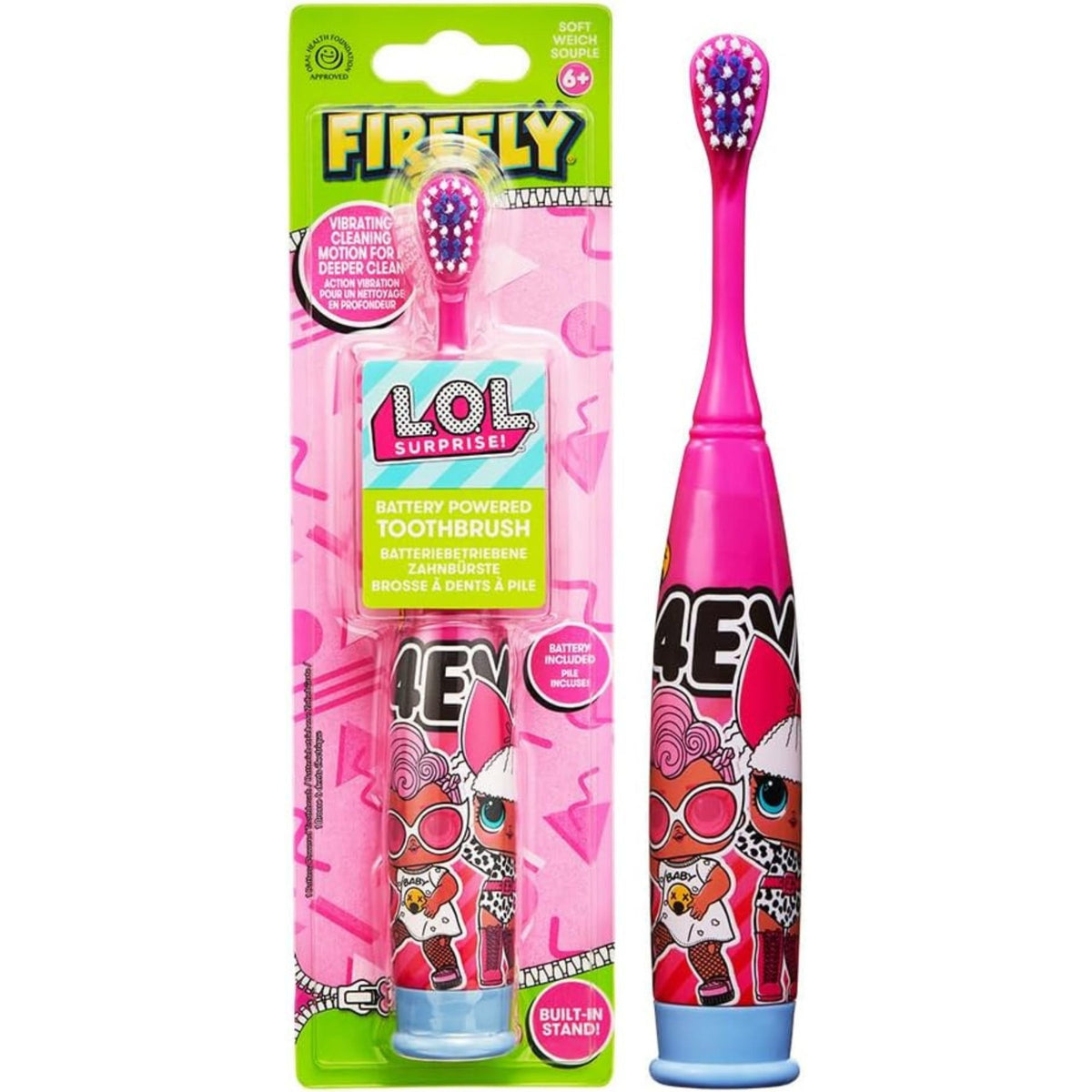Firefly LOL Surprise battery powered toothbrush packaging and product