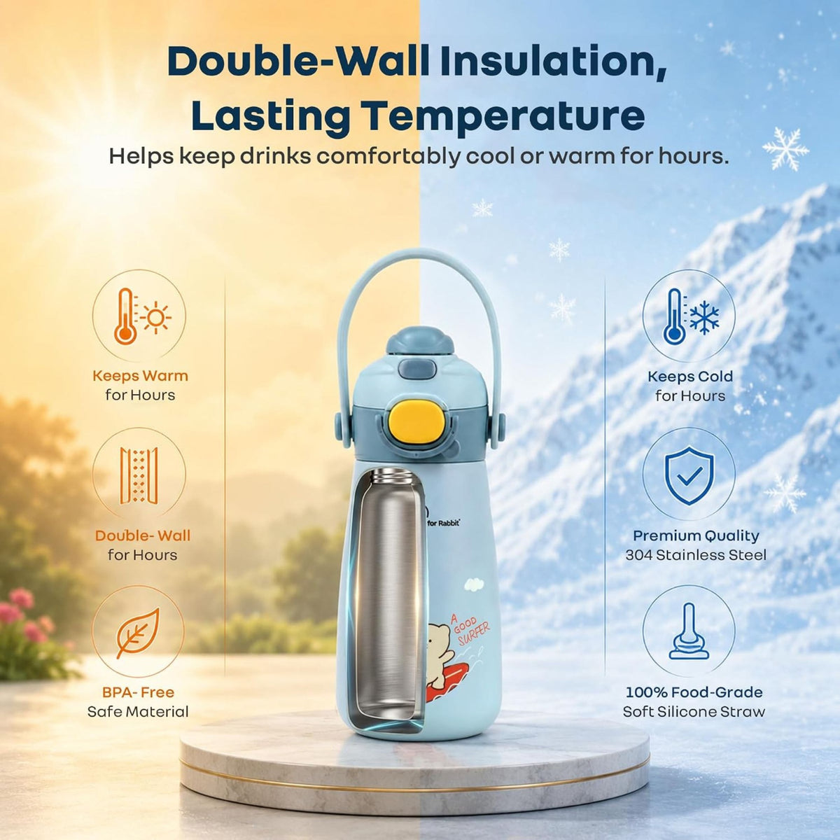R for Rabbit 500 ml bottle double-wall insulation and stainless steel