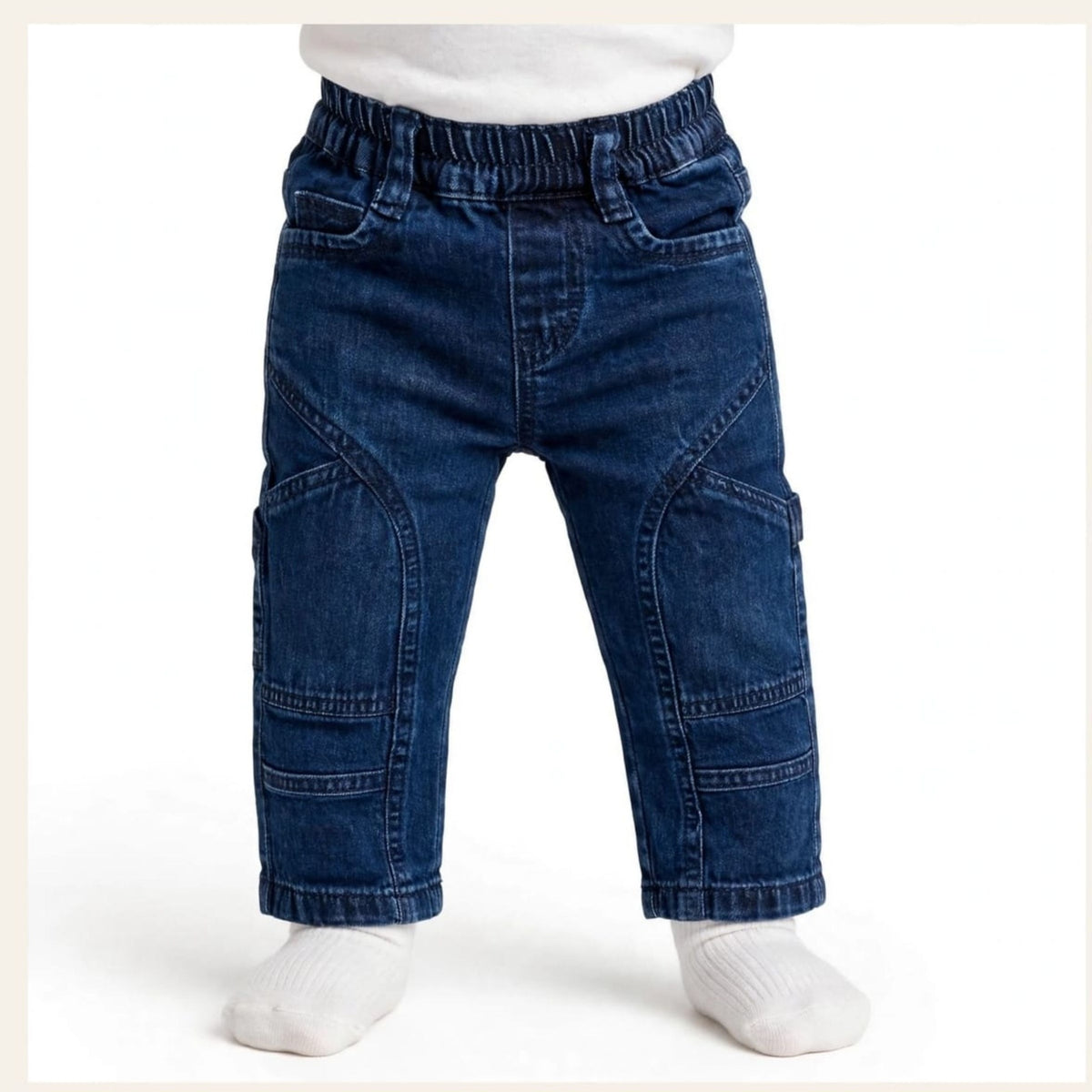 ROXY kids dark denim jeans front product view showing contrast stitching and cargo-style panels