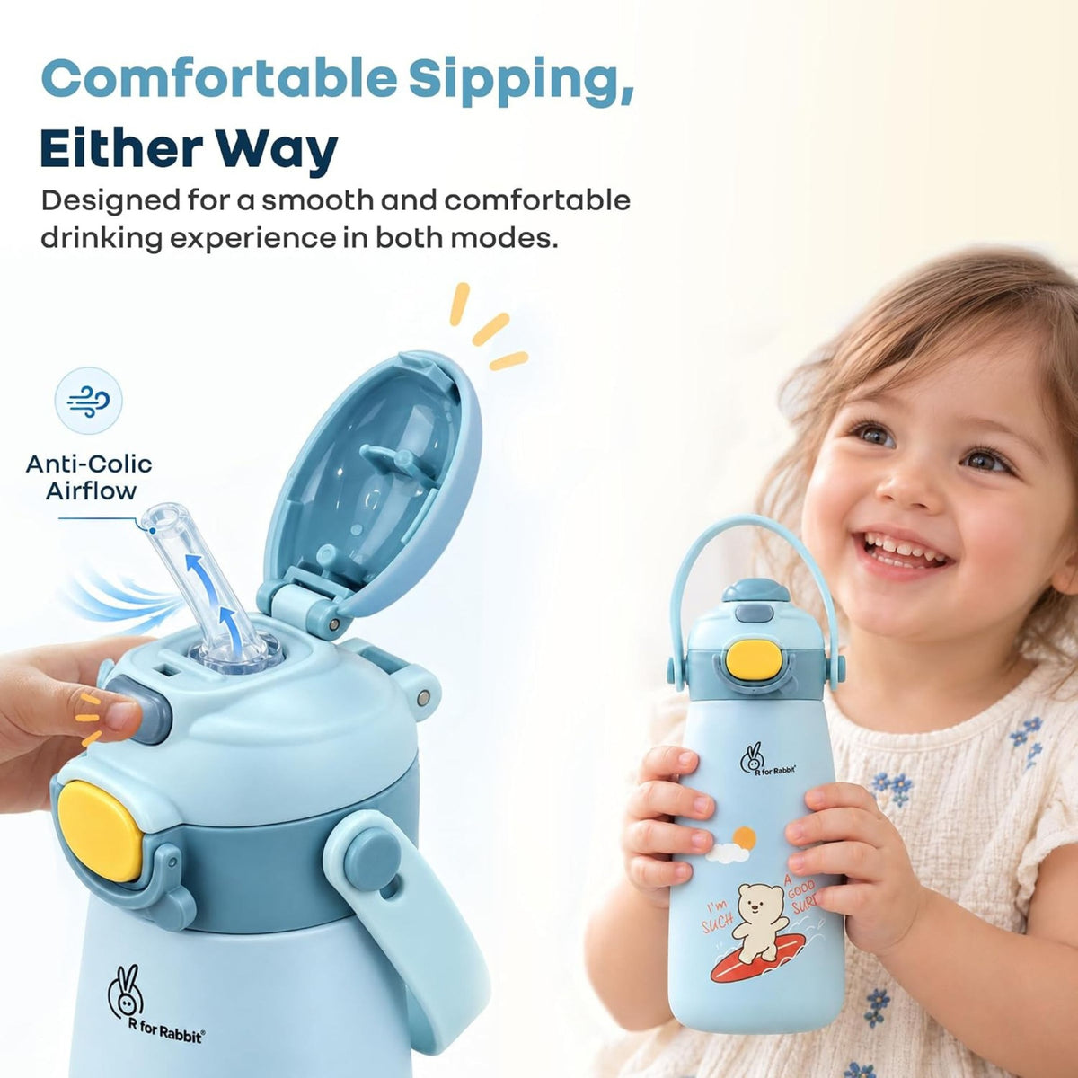 R for Rabbit bottle anti-colic airflow and comfortable sipping