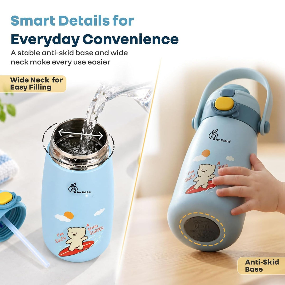 R for Rabbit bottle wide neck and anti-skid base