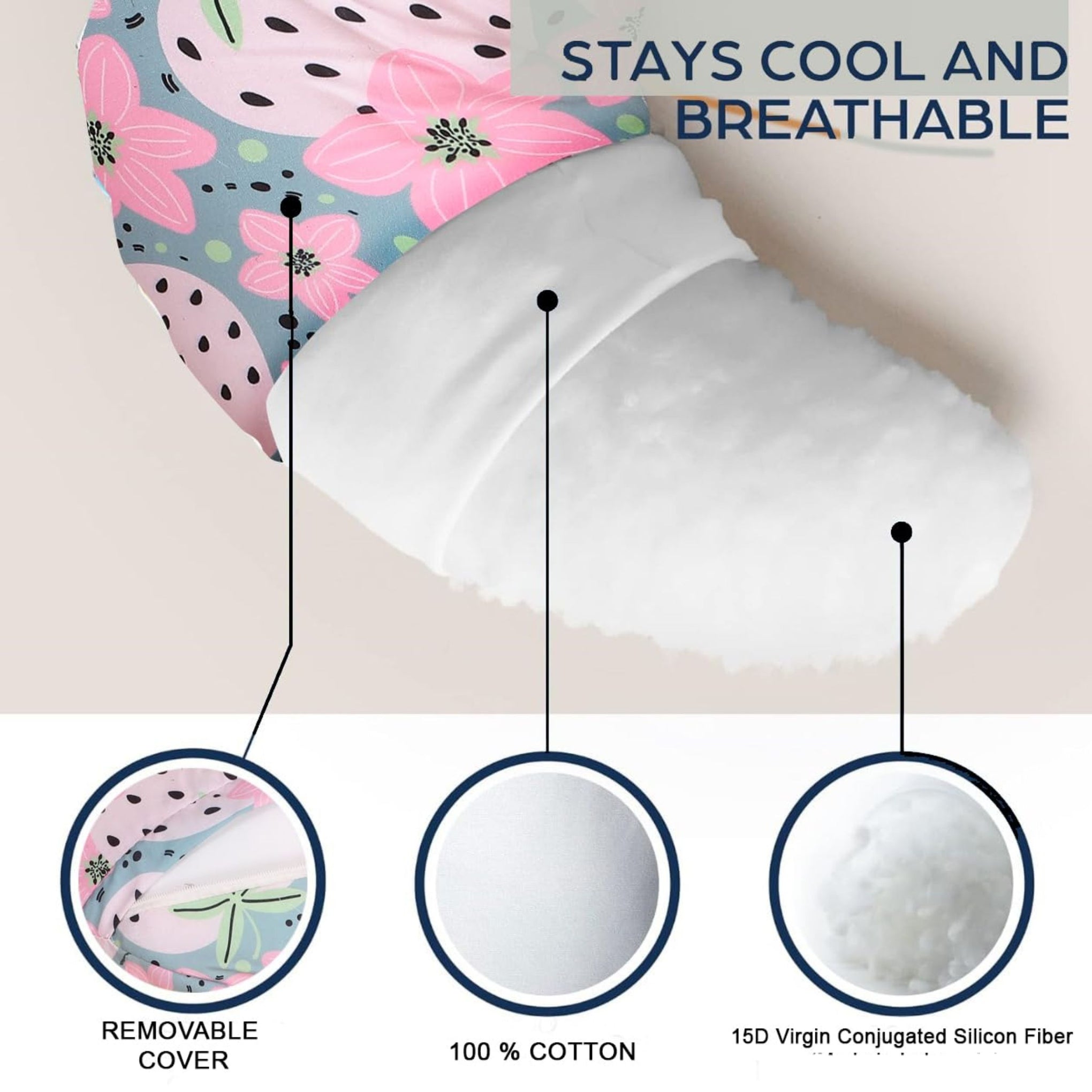 Smile Baby U-Shaped Feeding Pillow for Breastfeeding | Soft Cotton Nursing Support Pillow for Newborn Baby | Rabbit Print |  Pink