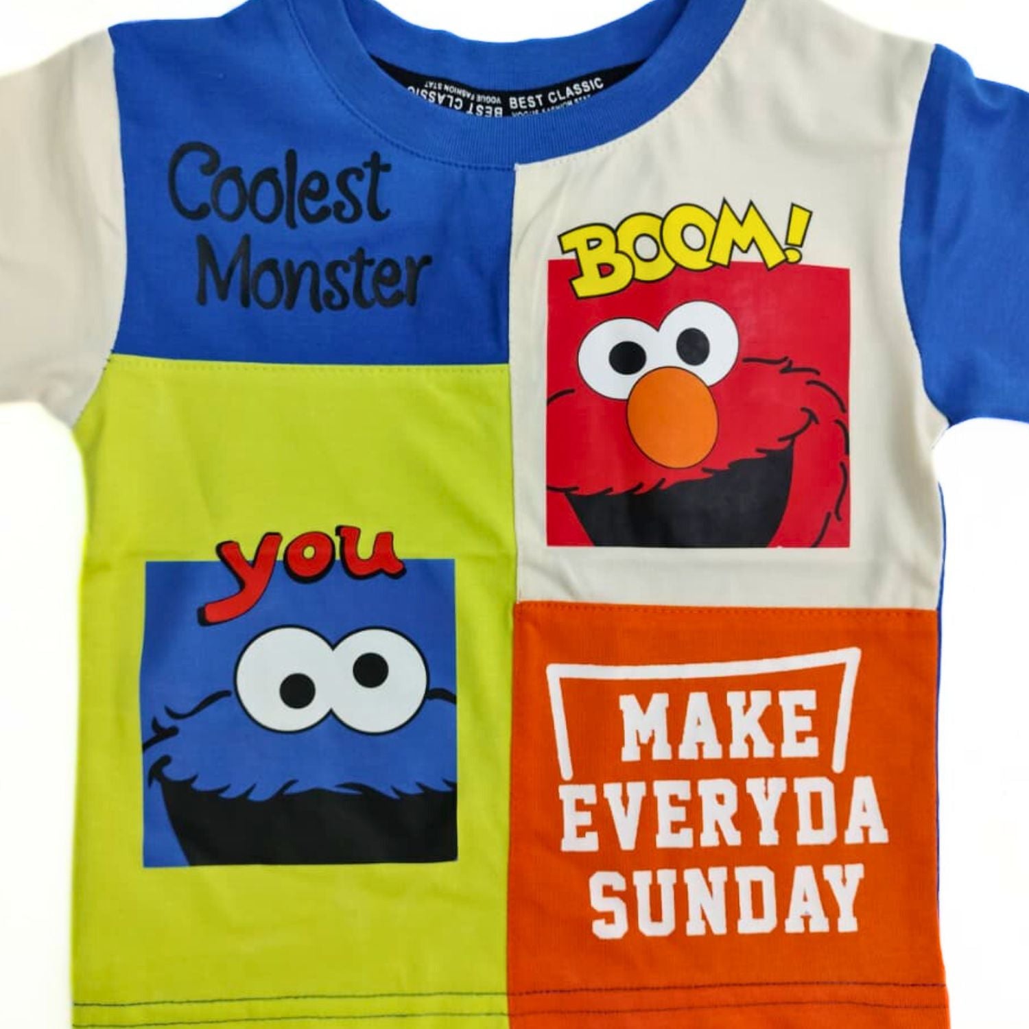 COOLEST Monster Cartoon Printed T-Shirt for Boys | Age 12 Months – 4 Years | Yellow & Neon Green