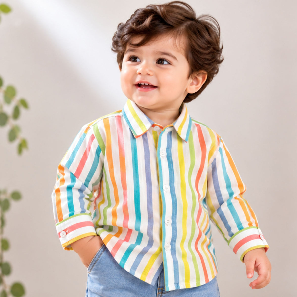 BLAZO boys multicolor striped shirt front view