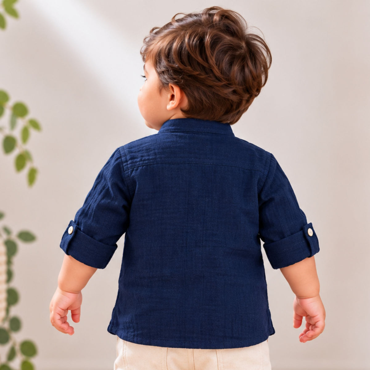 BLAZO boys navy blue ethnic kurta back view