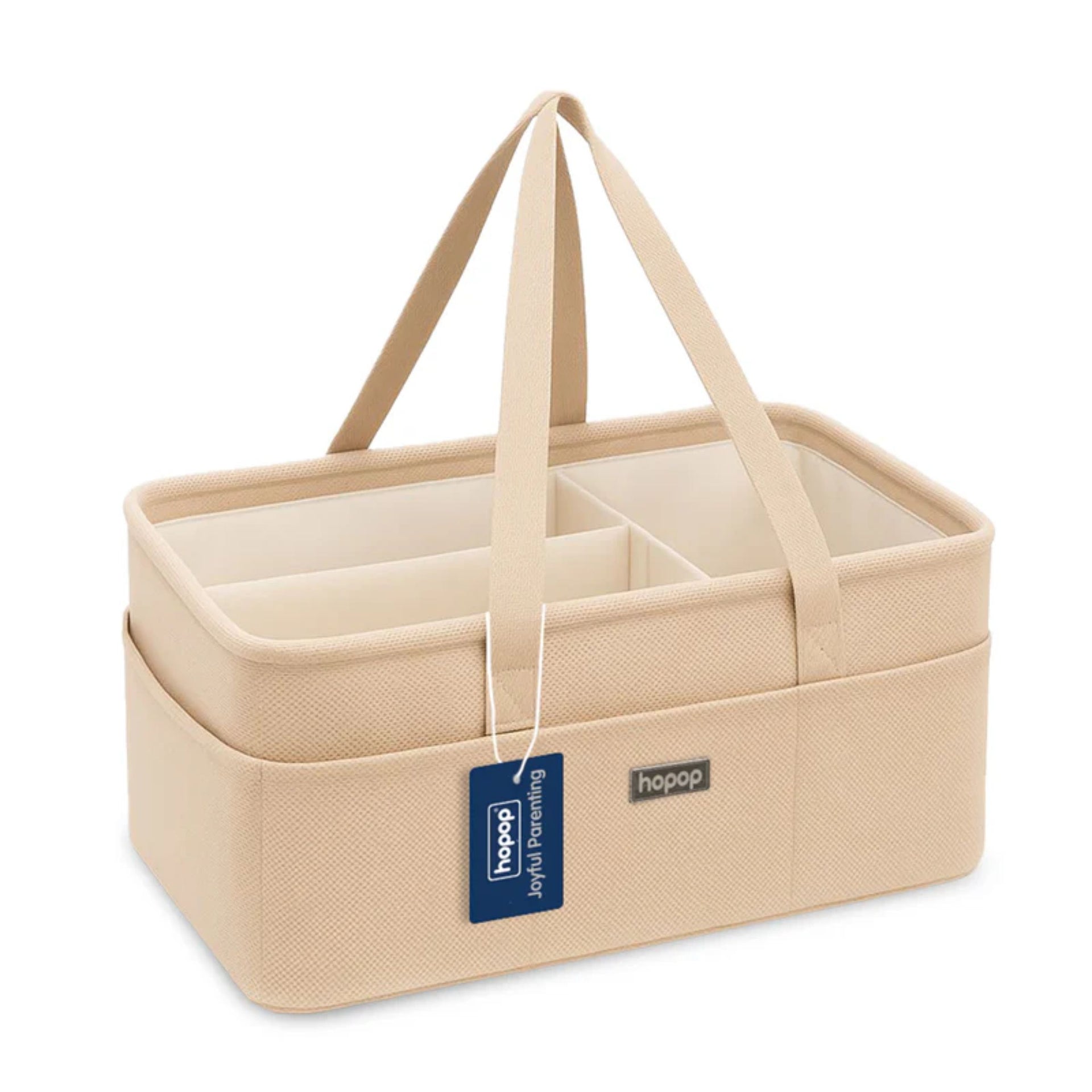 Smile Baby Premium Baby Diaper Caddy Organizer – Portable Nursery Storage Basket with Adjustable Dividers, Multiple Pockets & Easy Carry Handles | Grey & BEIGE