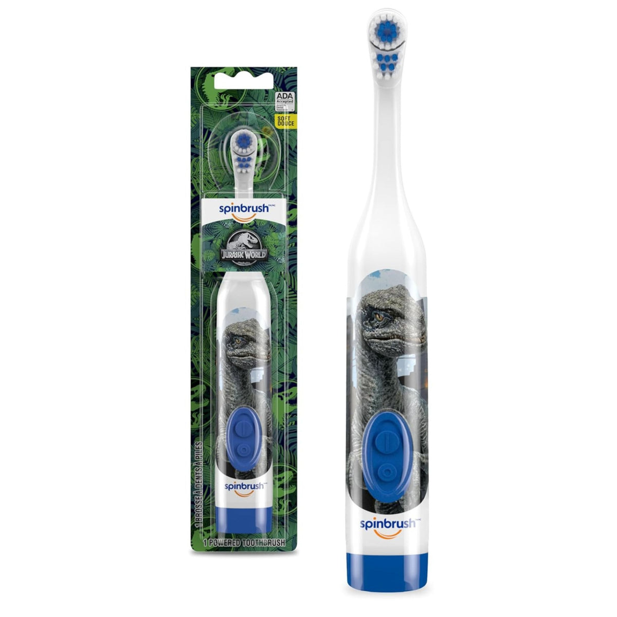 SMILE BABY Jurassic World battery-powered kids toothbrush with retail packaging