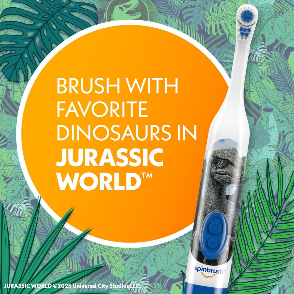 Jurassic World themed Spinbrush toothbrush promotional image