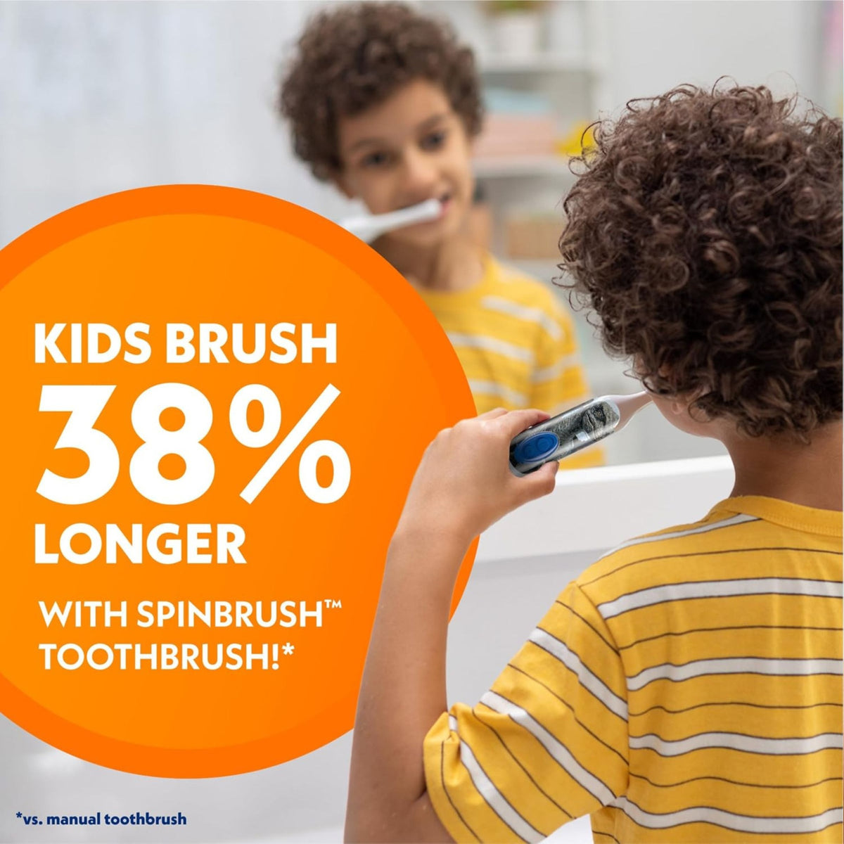 Child using a Jurassic World themed kids powered toothbrush