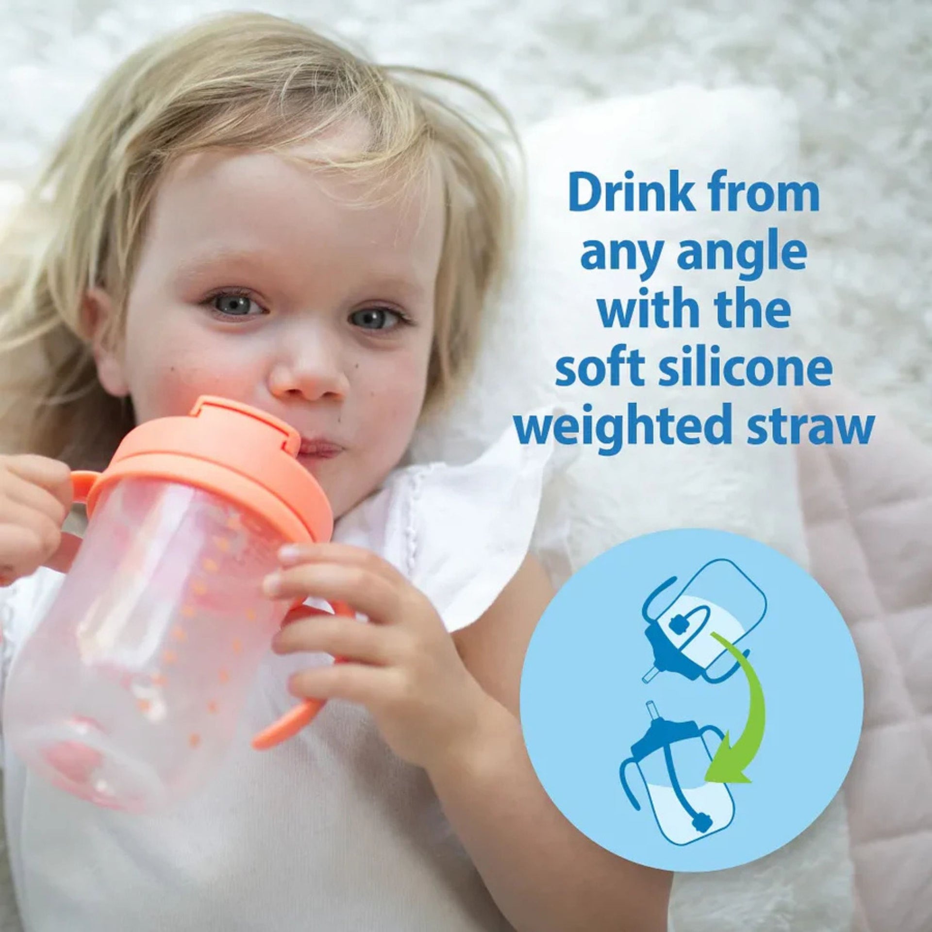 Dr. Brown's Milestones Baby's 1st Weighted Straw Cup 270ml | Spill-Proof Training Cup with Soft Silicone Weighted Straw & Handles | BPA-Free | 6+ Months