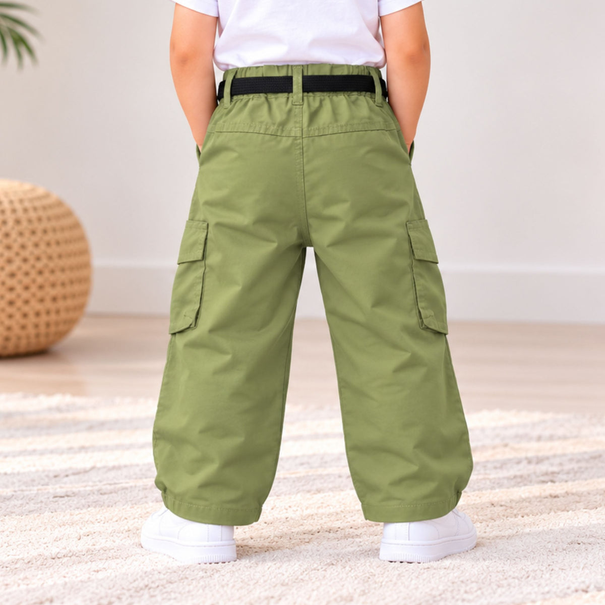 Pista green kids cargo pants back view