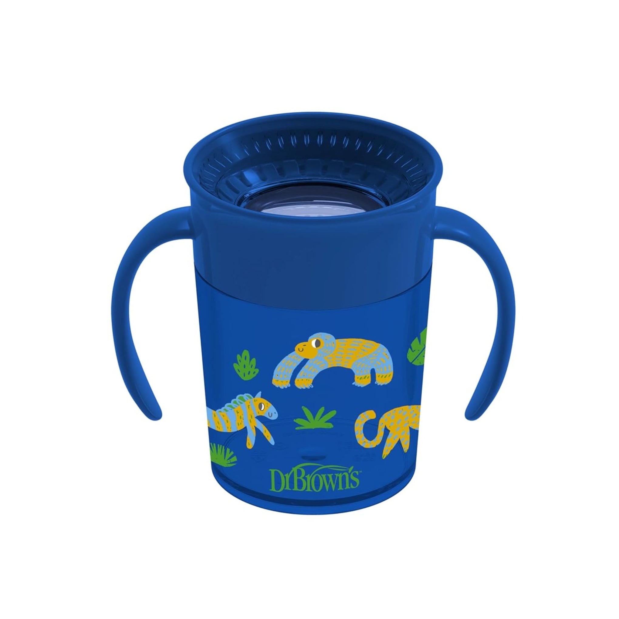 Dr. Brown's Milestones Cheers 360° Spoutless Transition Cup with Sip & See Clear Valve, Leak-Free Toddler Training Cup, BPA-Free, Dual Handles, 200ml (7oz), 6 Months+