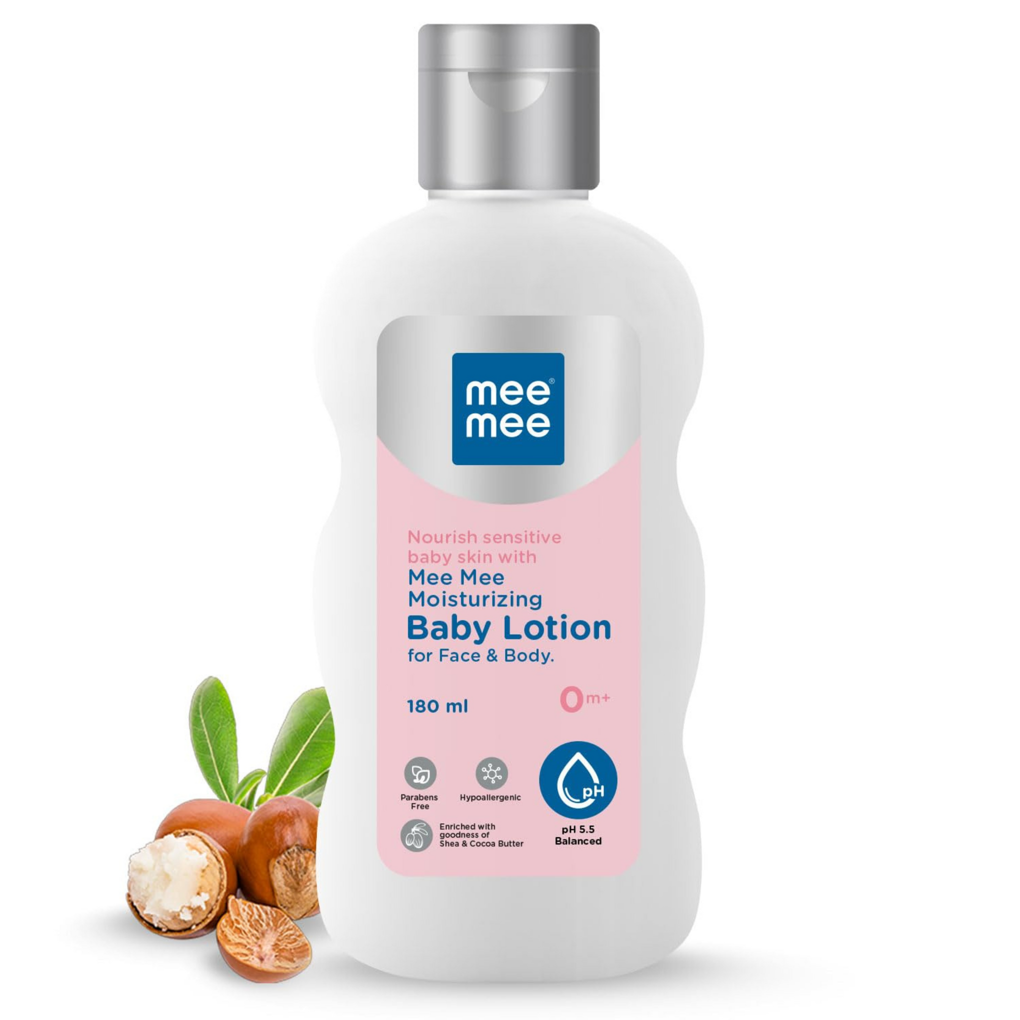 Mee Mee Moisturizing Baby Lotion for Face & Body, Shea, Cocoa Butter & Almond Oil, 24 Hrs Moisturization