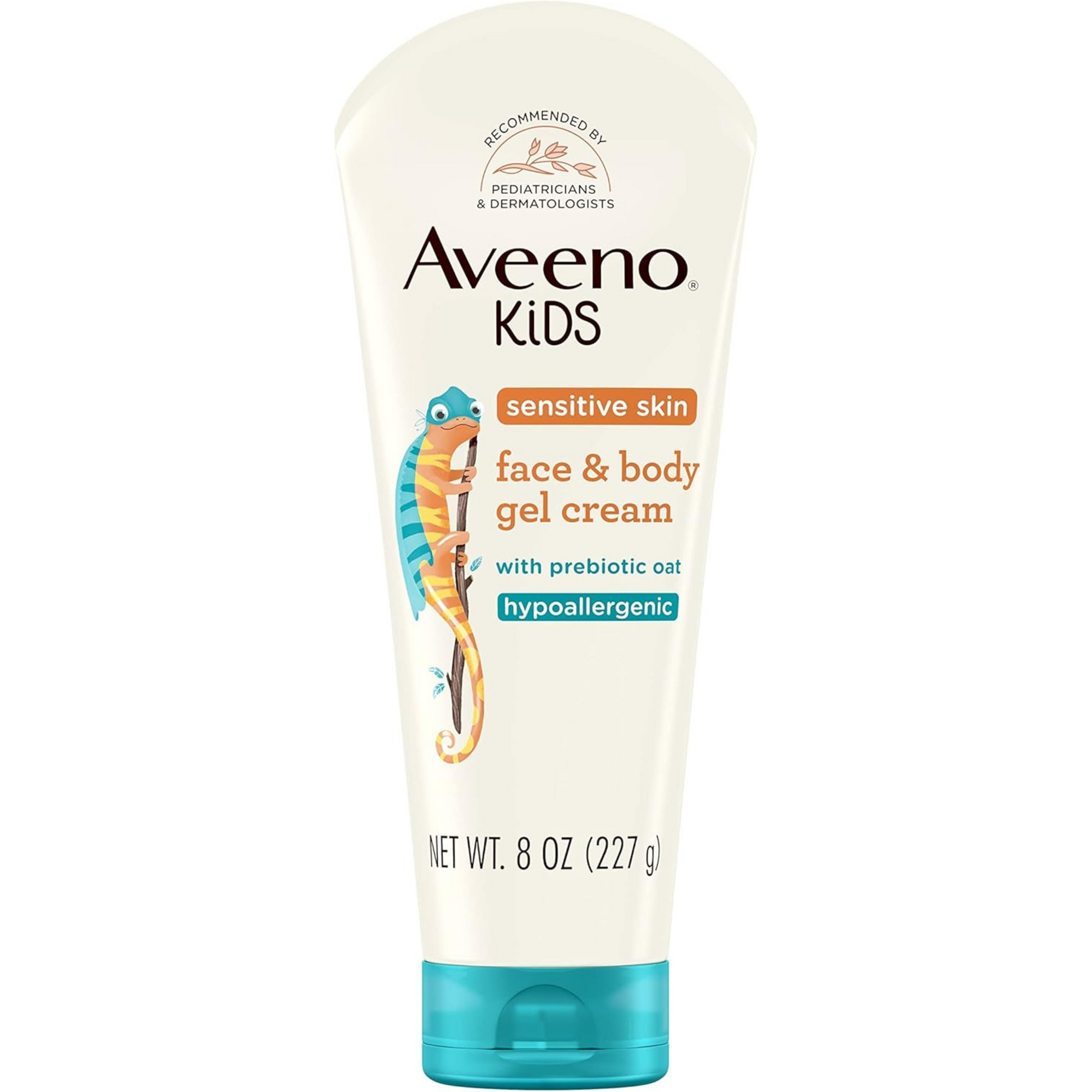 Aveeno Baby Sensitive Skin Face & Body Gel Cream for Kids with Prebiotic Oat, Clinically Proven 24 Hour Hydration for Soft Skin, Quick Drying and Lightweight, Hypoallergenic, 8 oz