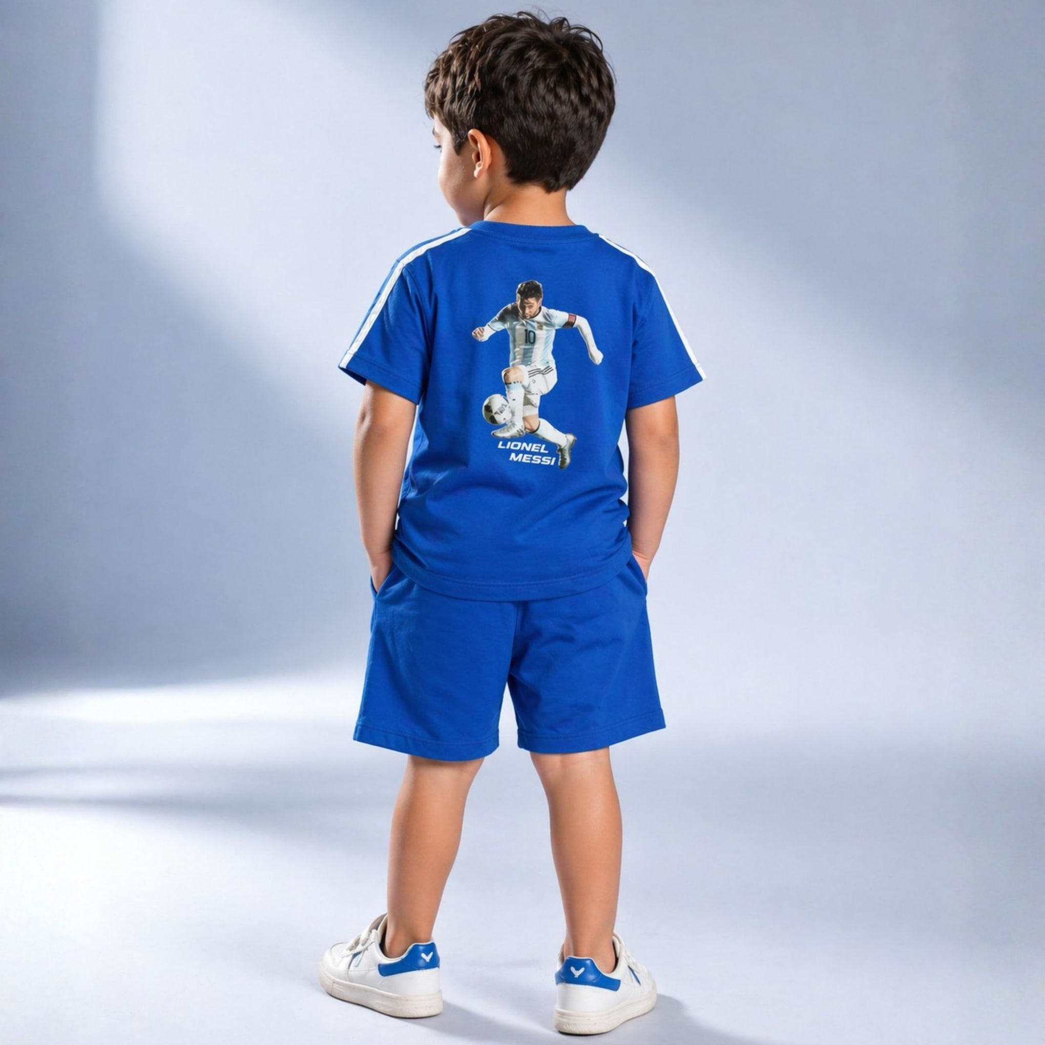 SKETCH Boys Blue Messi Printed Cotton Co-Ord Set with T-Shirt & Shorts | 18M to 12 Years
