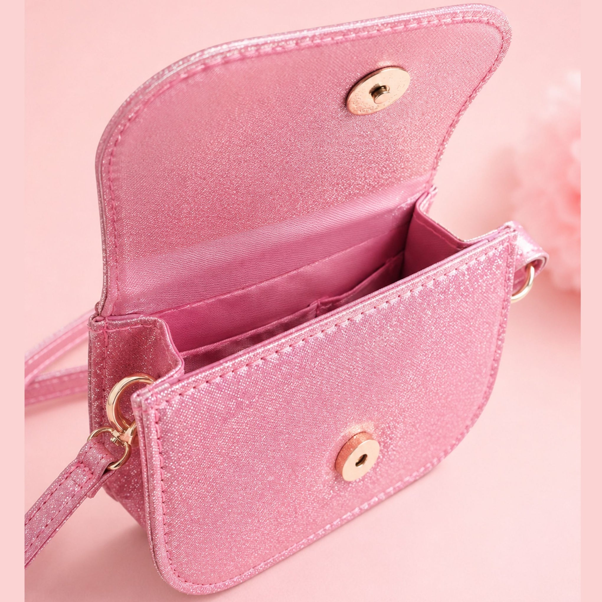 SMILE BABY Girls Glitter Pearl Handle Purse with LED Kitty Charm – Cute Mini Sling Bag for Kids