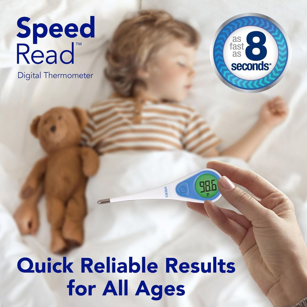 Vicks SpeedRead digital thermometer providing fast temperature reading in as fast as 8 seconds