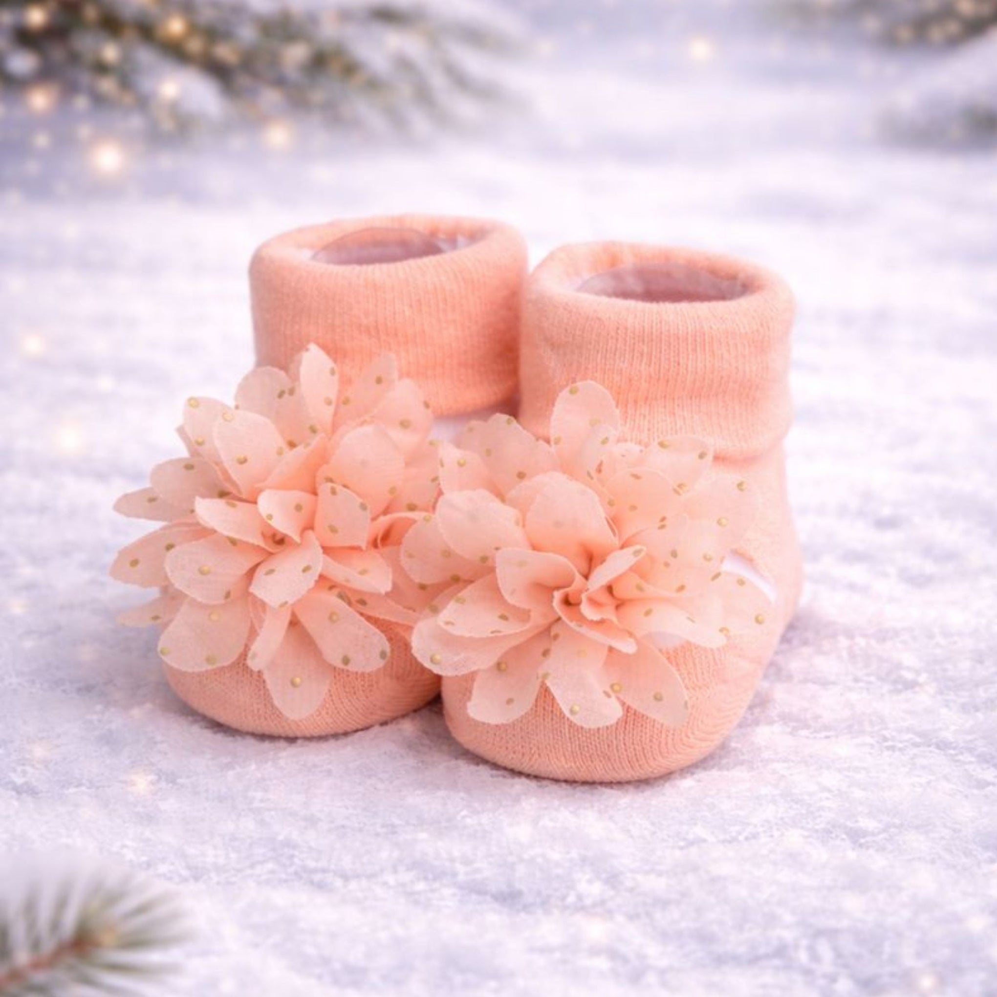 Baby Girl Cotton Socks Set | Soft & Warm Winter Socks with Flower & Heart Designs | 0–12 Months | Pack of 3 Pairs