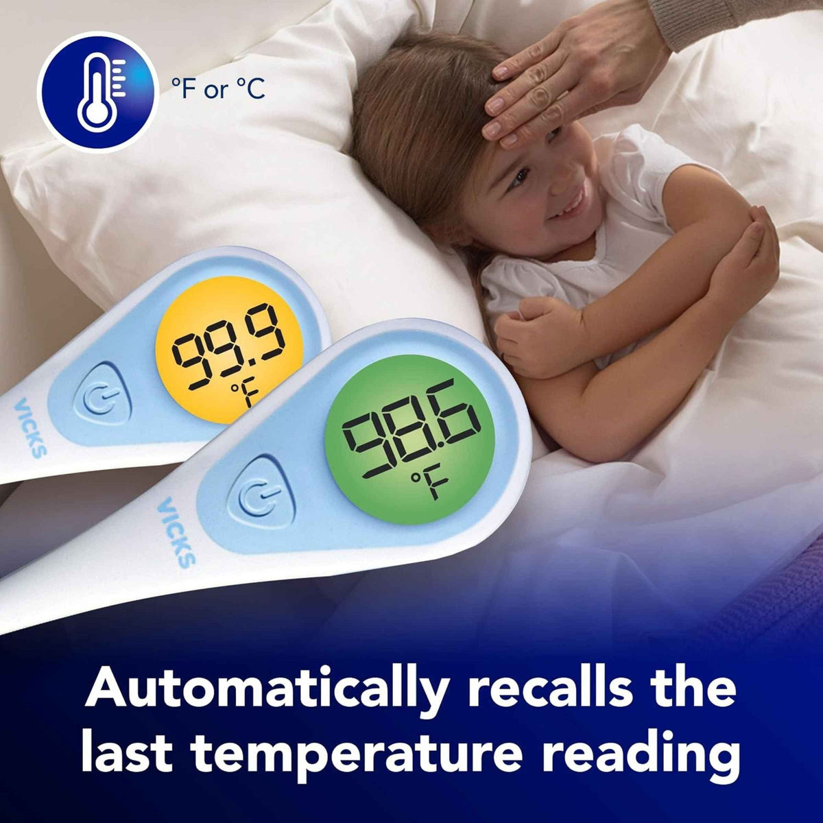 Vicks SpeedRead Digital Thermometer for Baby, Kids & Adults Color-Coded Readings in 8 seconds, Oral, Baby Rectal Thermometer or Under The Arm, Water Resistant