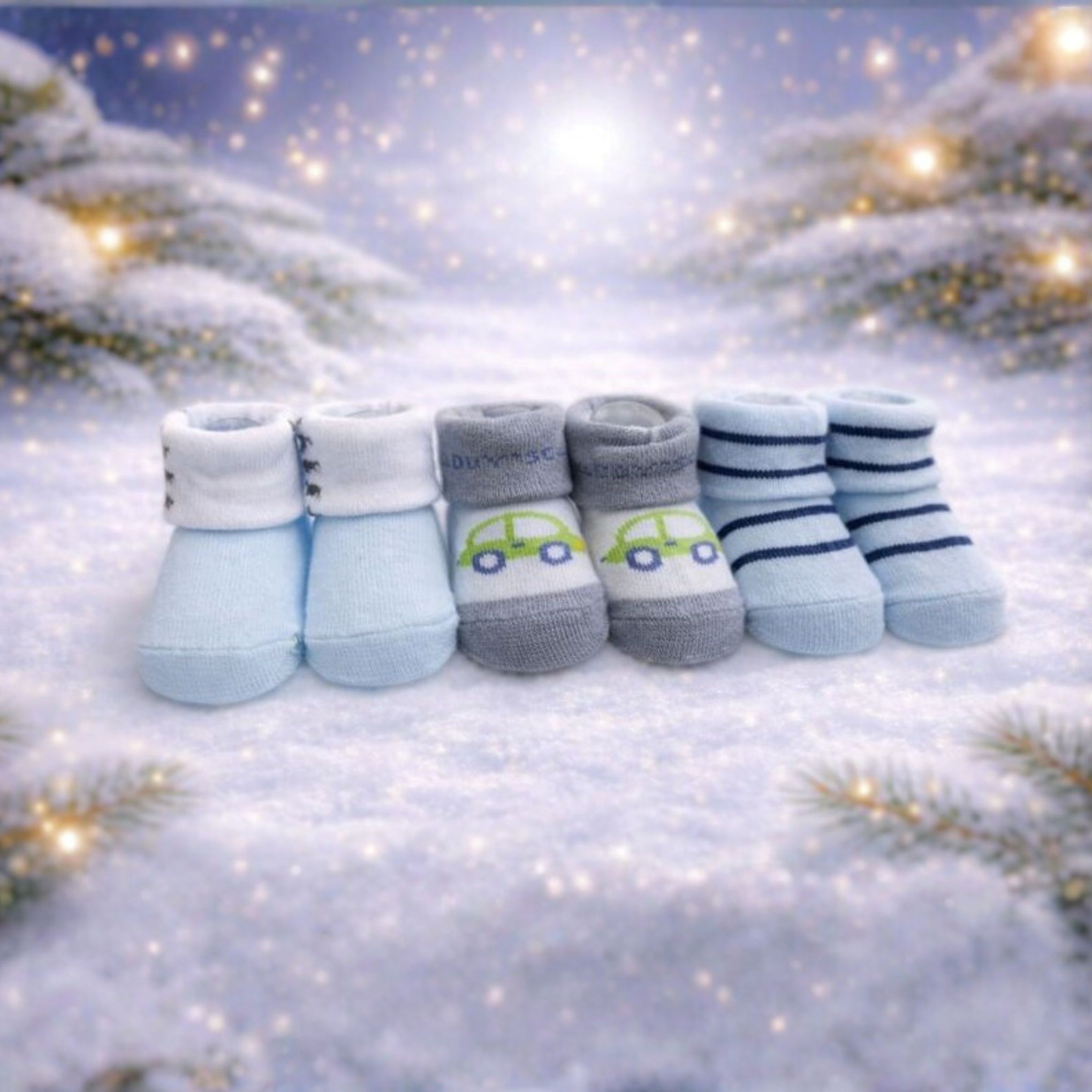 Baby Boy Cotton Socks Set | Soft & Warm Winter Socks | Comfortable Stretch Fit | 0–12 Months | Pack of 3 Pairs