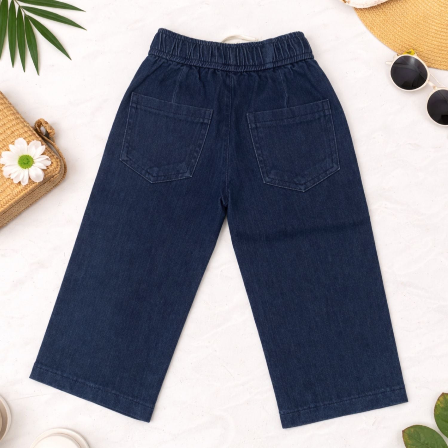 LOVEKINS Girls Denim Wide Leg Pants – Soft Elastic Waist Casual Jeans (18 Months – 6 Years)
