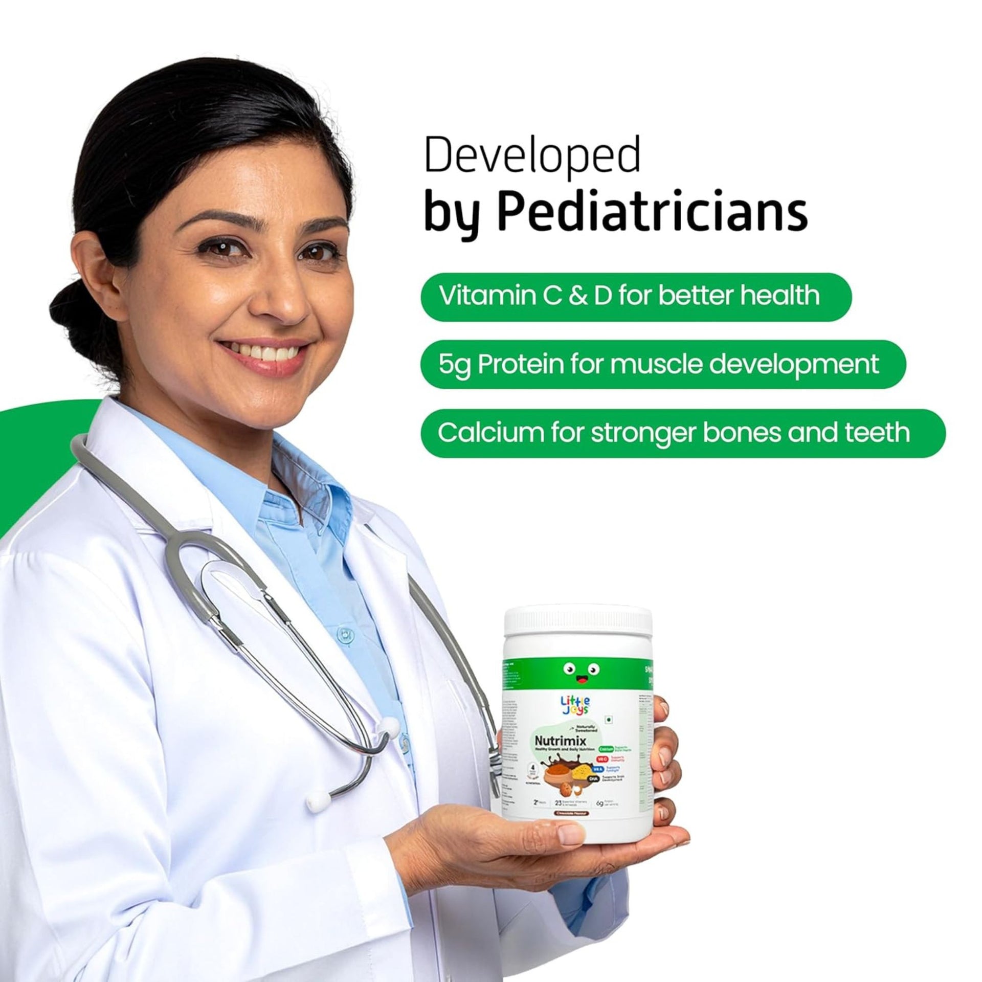 Little Joys Nutrimix Strawberry Flavour Health Drink Powder for Kids (2+ Years & 7+ Years) | 23 Essential Vitamins & Minerals | Protein-Rich Nutrition | Calcium, DHA, Vitamin A & C | Naturally Sweetened | Strawberry health drink for kids