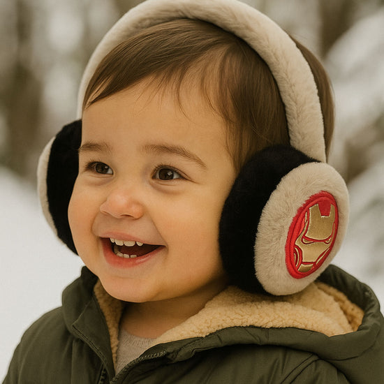 Smile Baby Soft Plush Winter Ear Cover for Kids | Warm & Cozy Earmuffs | Comfortable Ear Protection for Boys & Girls (Iron Man Design, 2-8 Years)