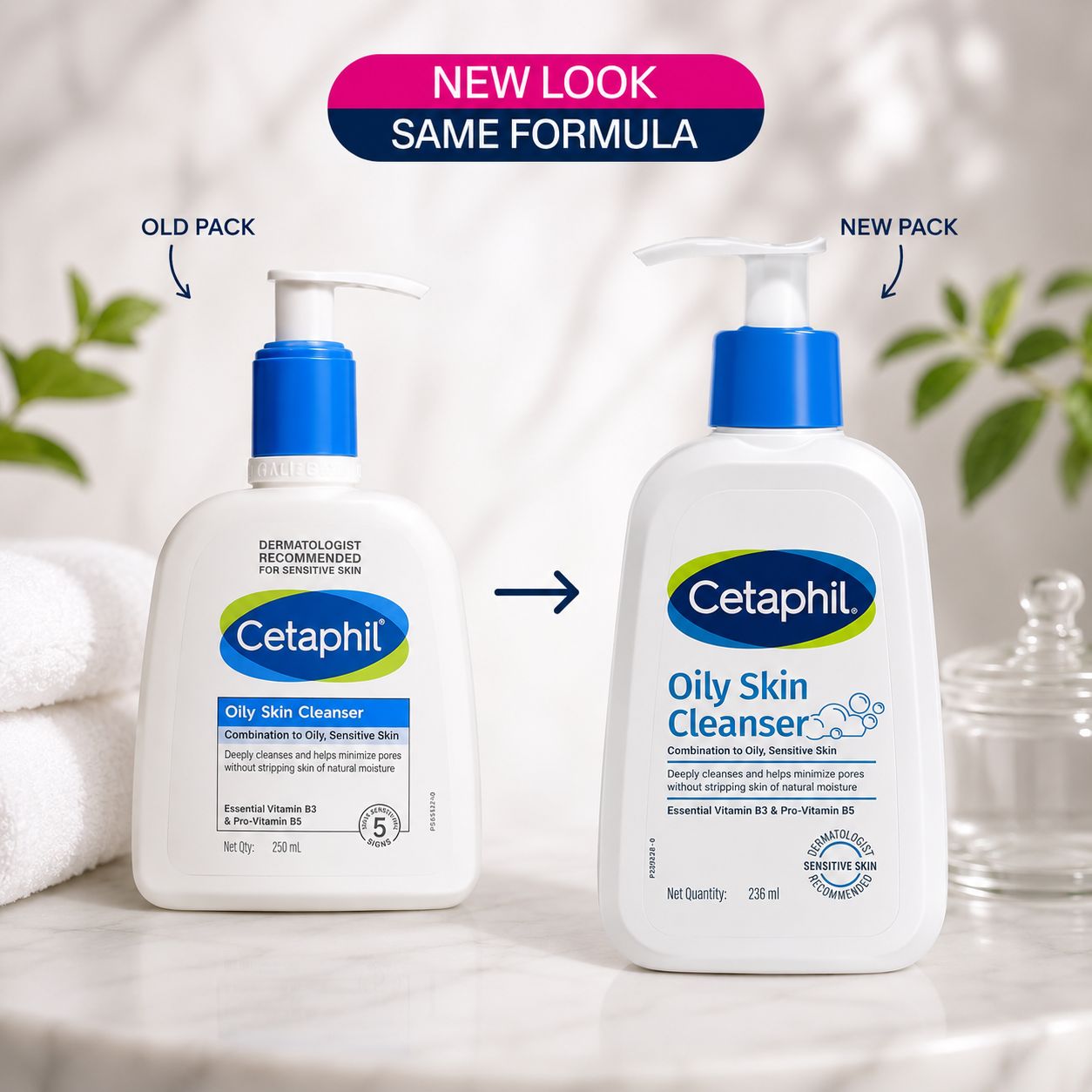 Cetaphil Oily Skin Cleanser for Sensitive Skin with Niacinamide, Glycerin & Panthenol (Vitamin B5), Soap-Free Face Wash, pH Balanced, Non-Comedogenic Daily Cleanser – 236ml