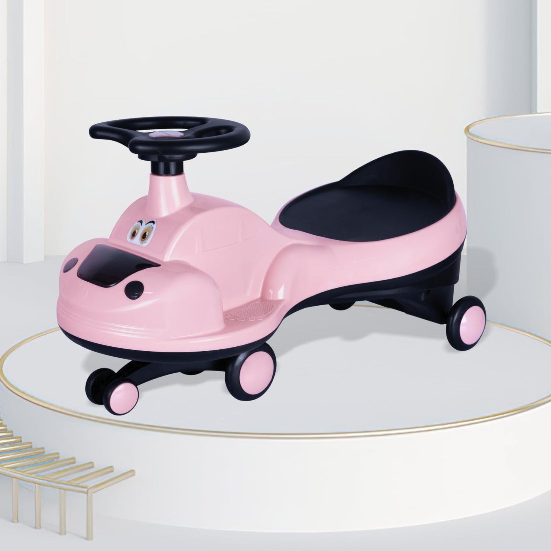 R for Rabbit Iya Iya Zippy Kids Swing Car, Scratch Free PVC Wheels with ABEC7 Bearing, Ride on Magic Toy Car for Kids Suitable for 3+ Years Boys & Girls, Upto 75 Kgs (Pink)