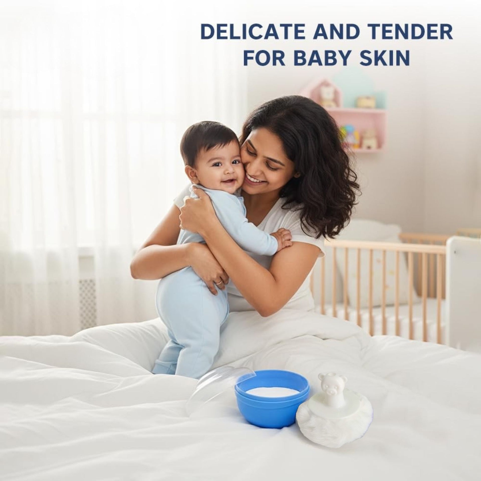 Smile Baby Powder Puff – Soft & Gentle Bear Handle Puff for Newborns & Kids | Available in 5 Colors