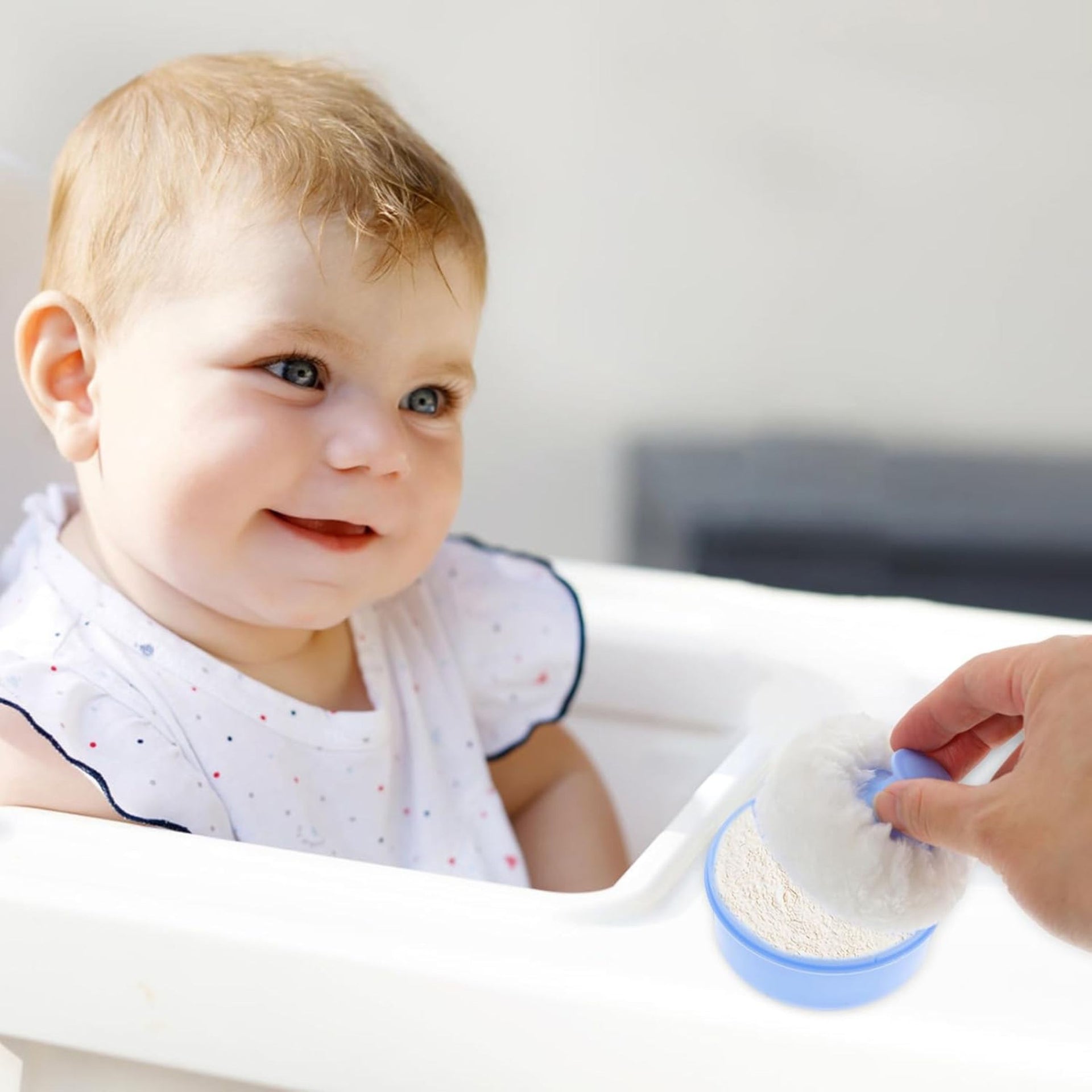 Premium Baby Powder Puff with Protective Case – Soft Fluffy Applicator for Newborns & Infants | Color Options: Blue, Green, Pink