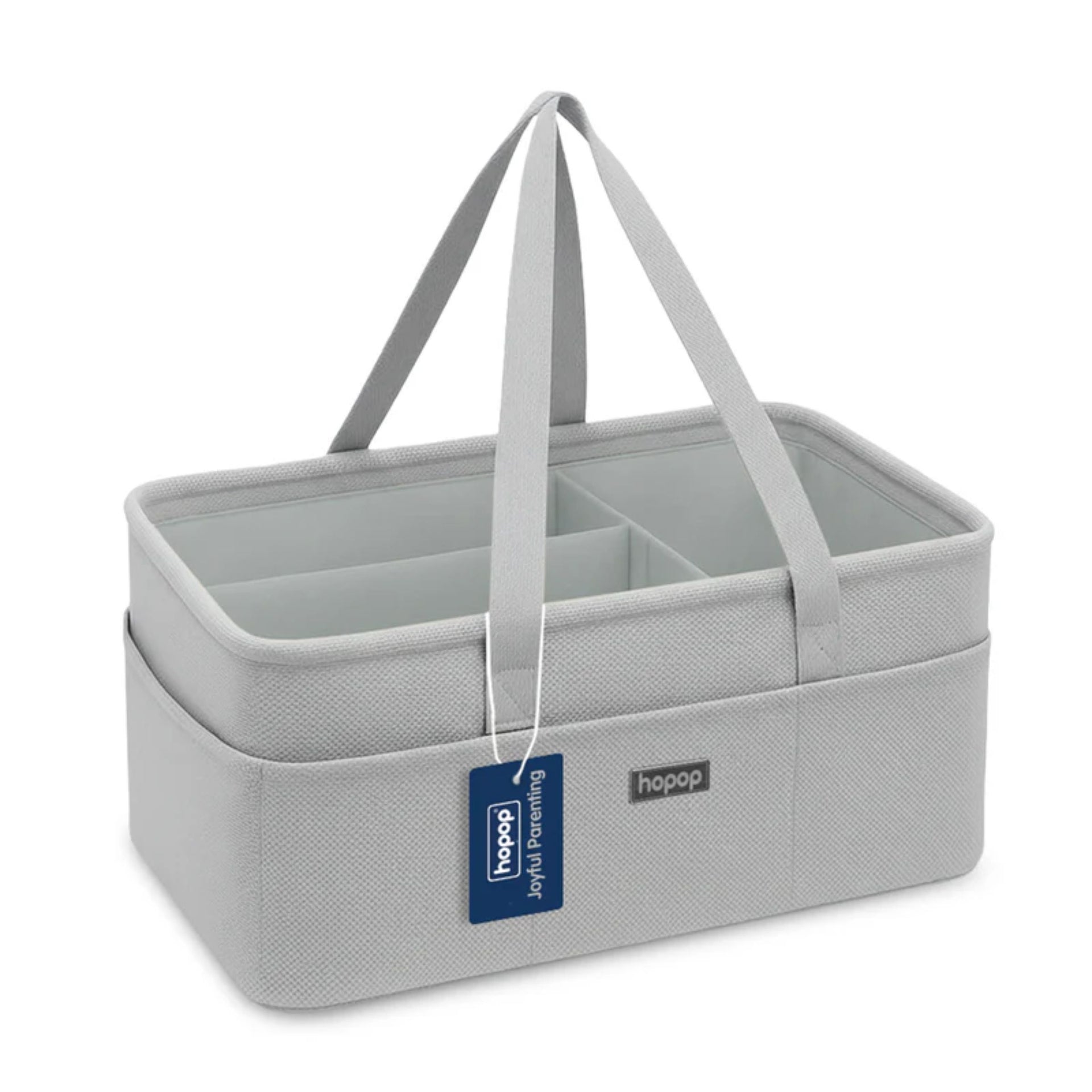 Smile Baby Premium Baby Diaper Caddy Organizer – Portable Nursery Storage Basket with Adjustable Dividers, Multiple Pockets & Easy Carry Handles | Grey