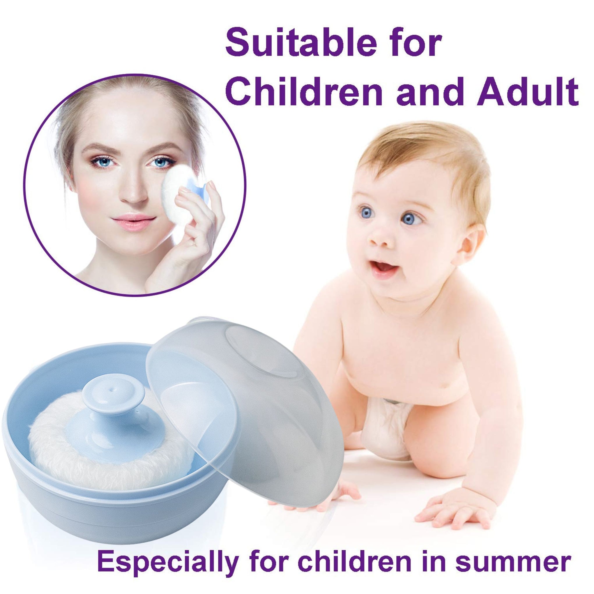 Premium Baby Powder Puff with Protective Case – Soft Fluffy Applicator for Newborns & Infants | Color Options: Blue, Green, Pink