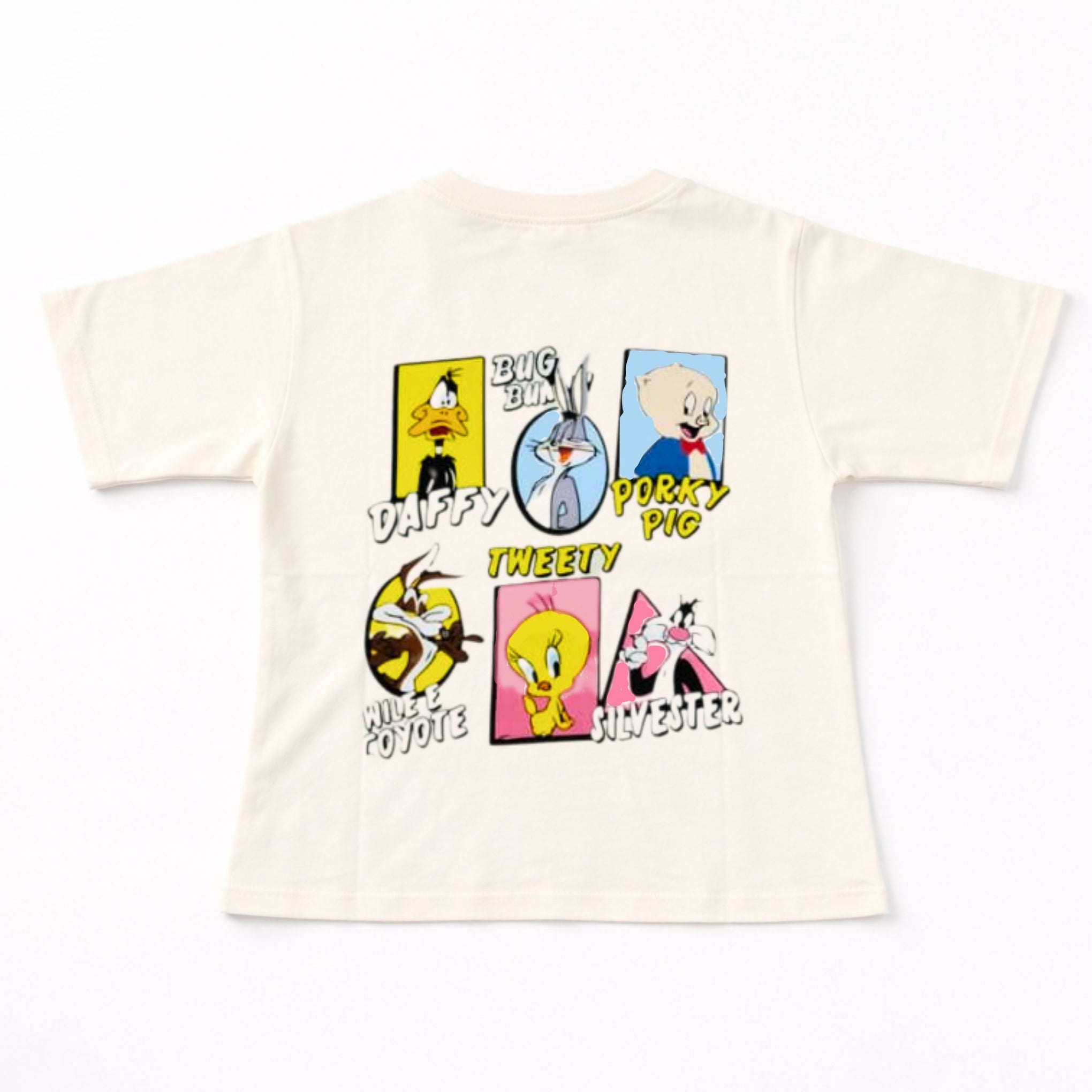 Smile Baby Kids Cartoon Character Printed Cotton T-Shirt | Half Sleeve Casual Tee for Boys & Girls | 6–14+ Years | Colors: H.Pink, Off White