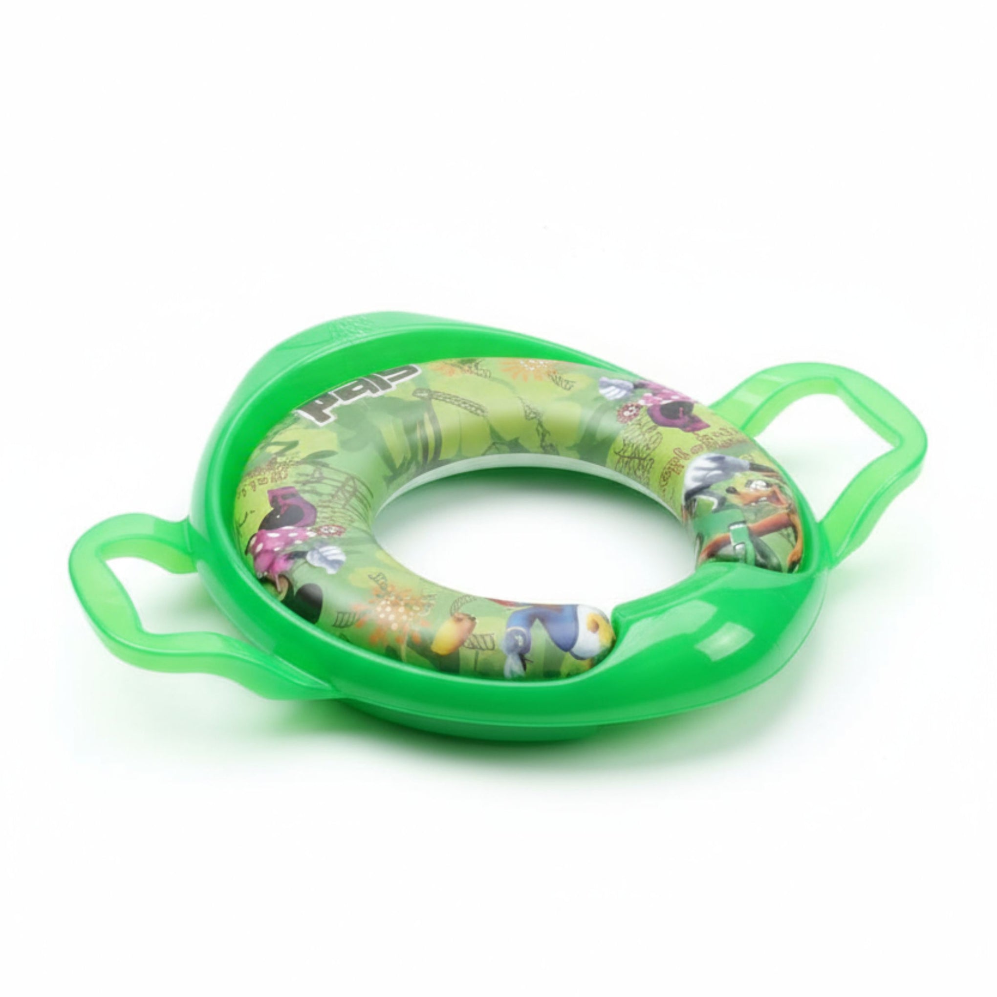 Smile Baby Cushioned Potty Seat with Handles – Green, Cartoon Design