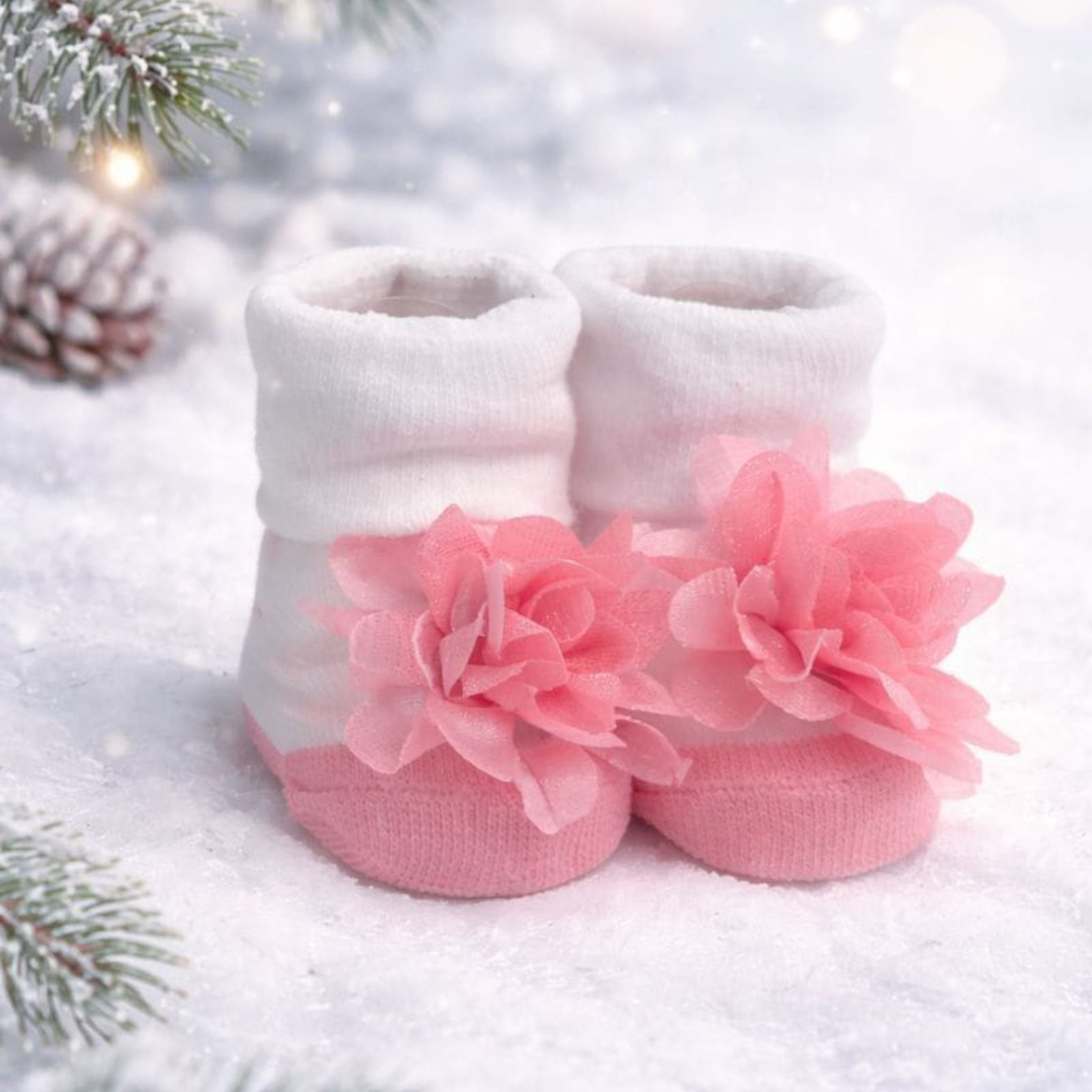 Baby Girl Cotton Socks Set | Soft & Warm Winter Socks | Floral & Bow Designs | 0–12 Months | Pack of 3 Pairs