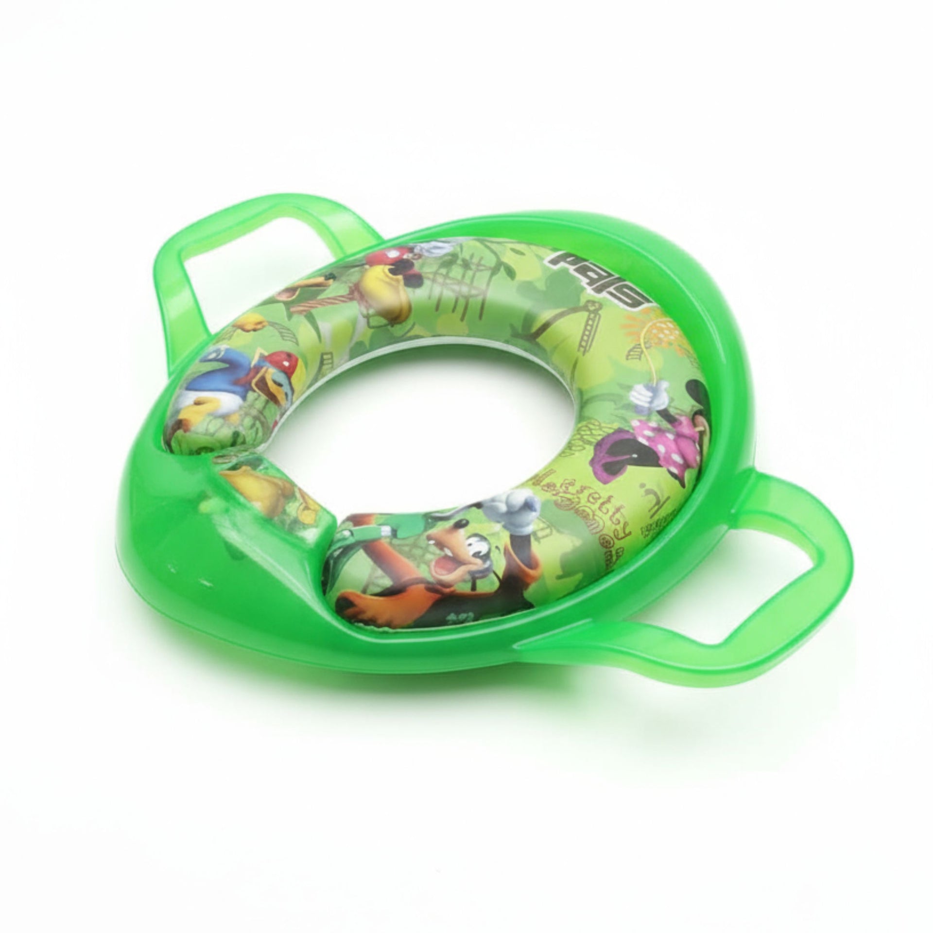Smile Baby Cushioned Potty Seat with Handles – Green, Cartoon Design