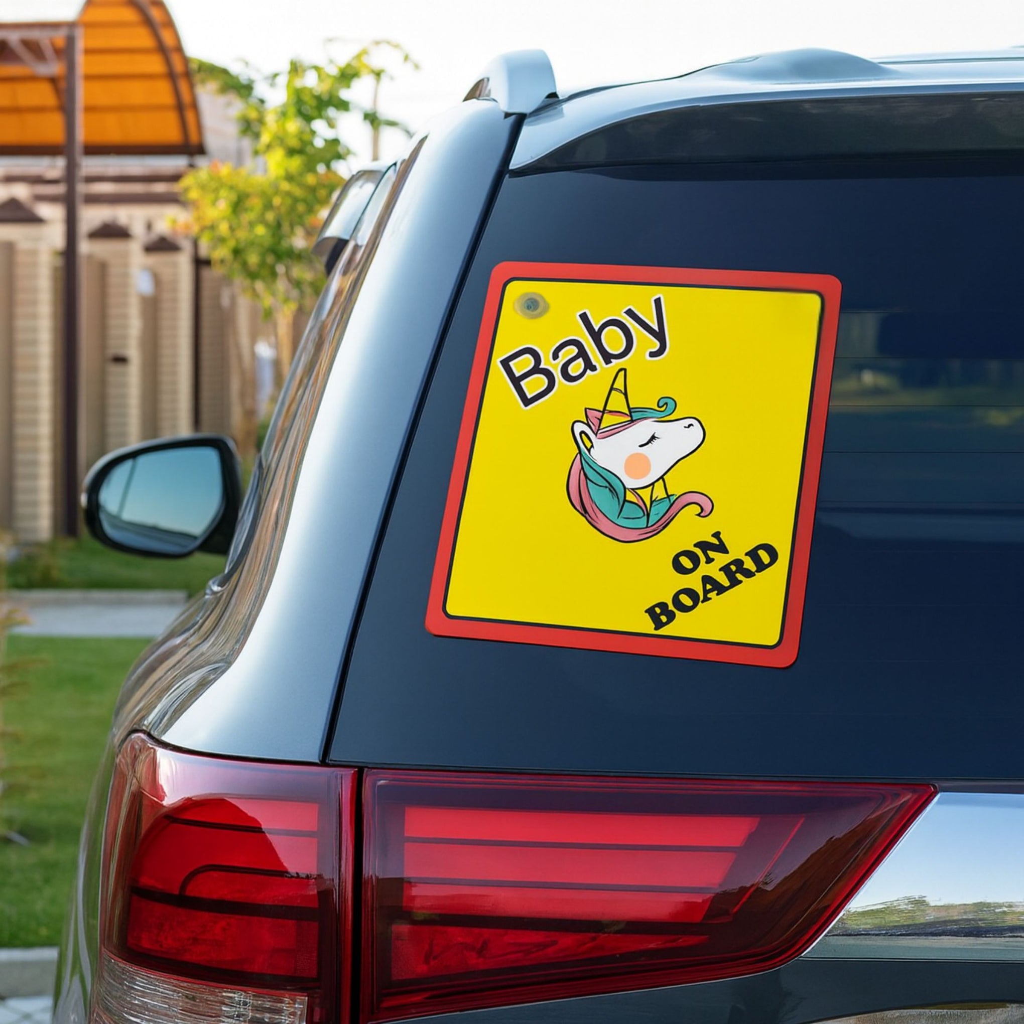 Princess On Board Car Sign – Cute Unicorn Warning Sign with Bright Colors & Suction Cup