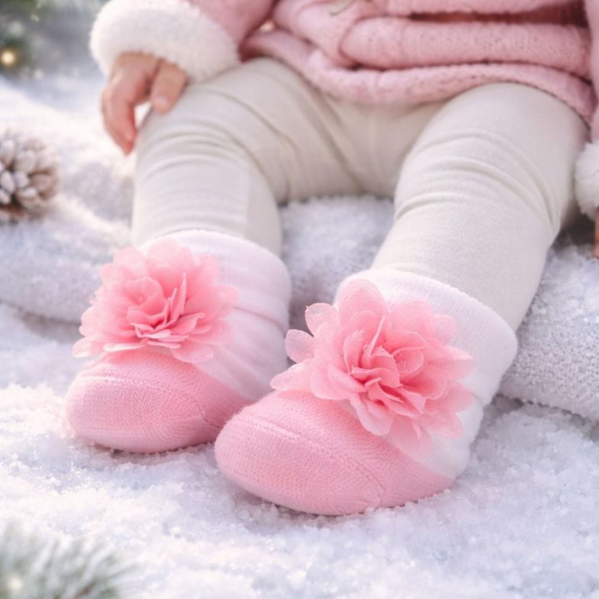 Baby Girl Cotton Socks Set | Soft & Warm Winter Socks | Floral & Bow Designs | 0–12 Months | Pack of 3 Pairs