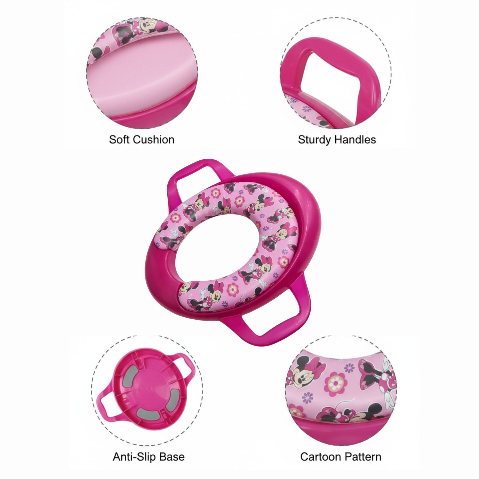 Smile Baby Cushioned Potty Seat with Handles – Pink, Minnie Mouse Design