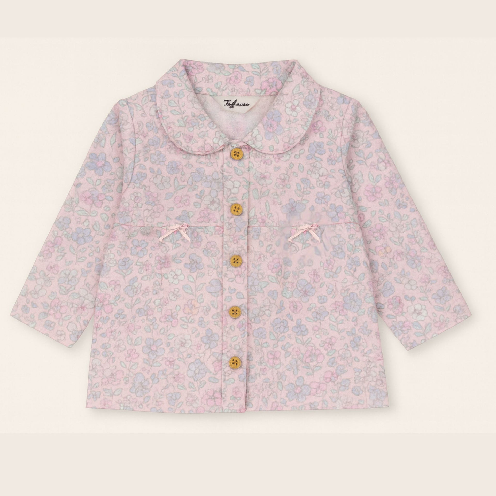 TOFFY HOUSE Girls' Pink Floral Cotton Night Suit – Full Sleeve Shirt & Pants | Soft & Breathable | Age 9M–3Y