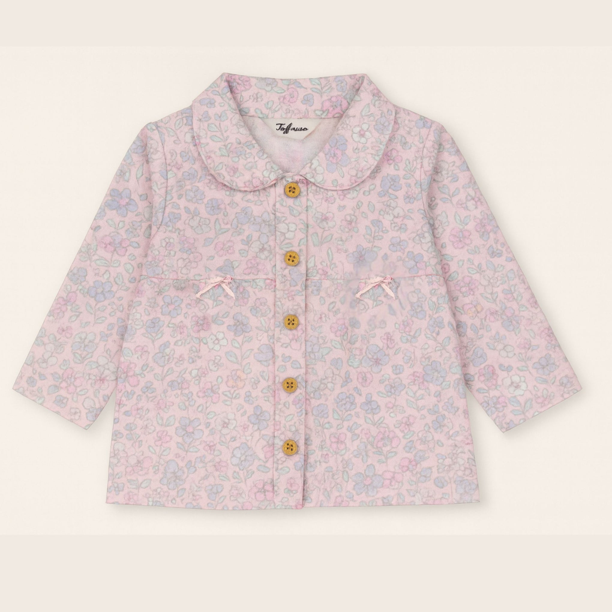 TOFFY HOUSE Girls' Pink Floral Cotton Night Suit – Full Sleeve Shirt & Pants | Soft & Breathable | Age 9M–3Y