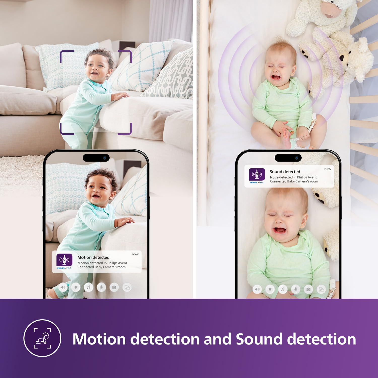 Philips Avent Connected Baby Camera – Full HD Smart Baby Monitor with Night Vision, Motion & Sound Detection, Two-Way Talk, Lullabies & App Connectivity