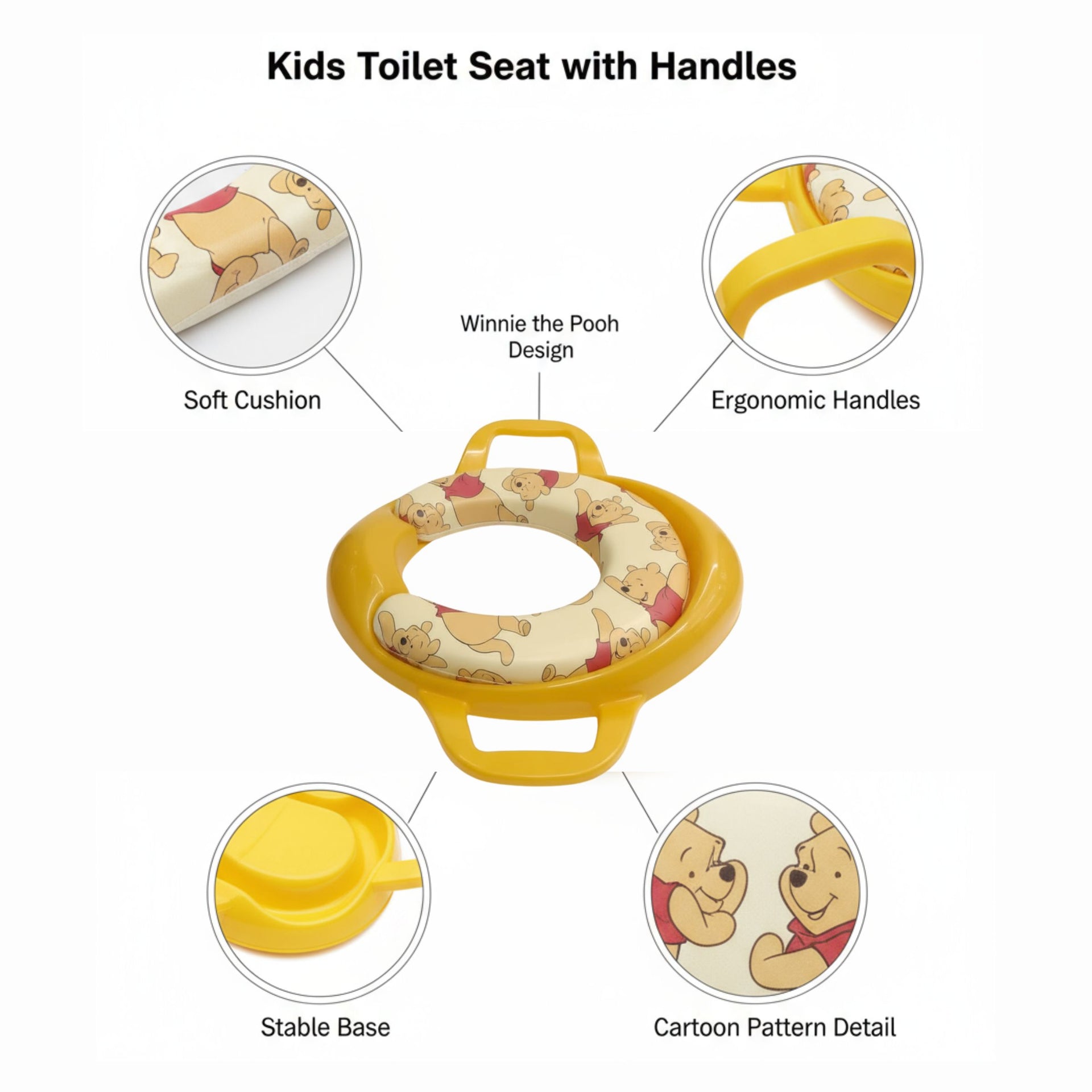Smile Baby Soft Cushion Potty Seat with Handles – Yellow, Cartoon Design