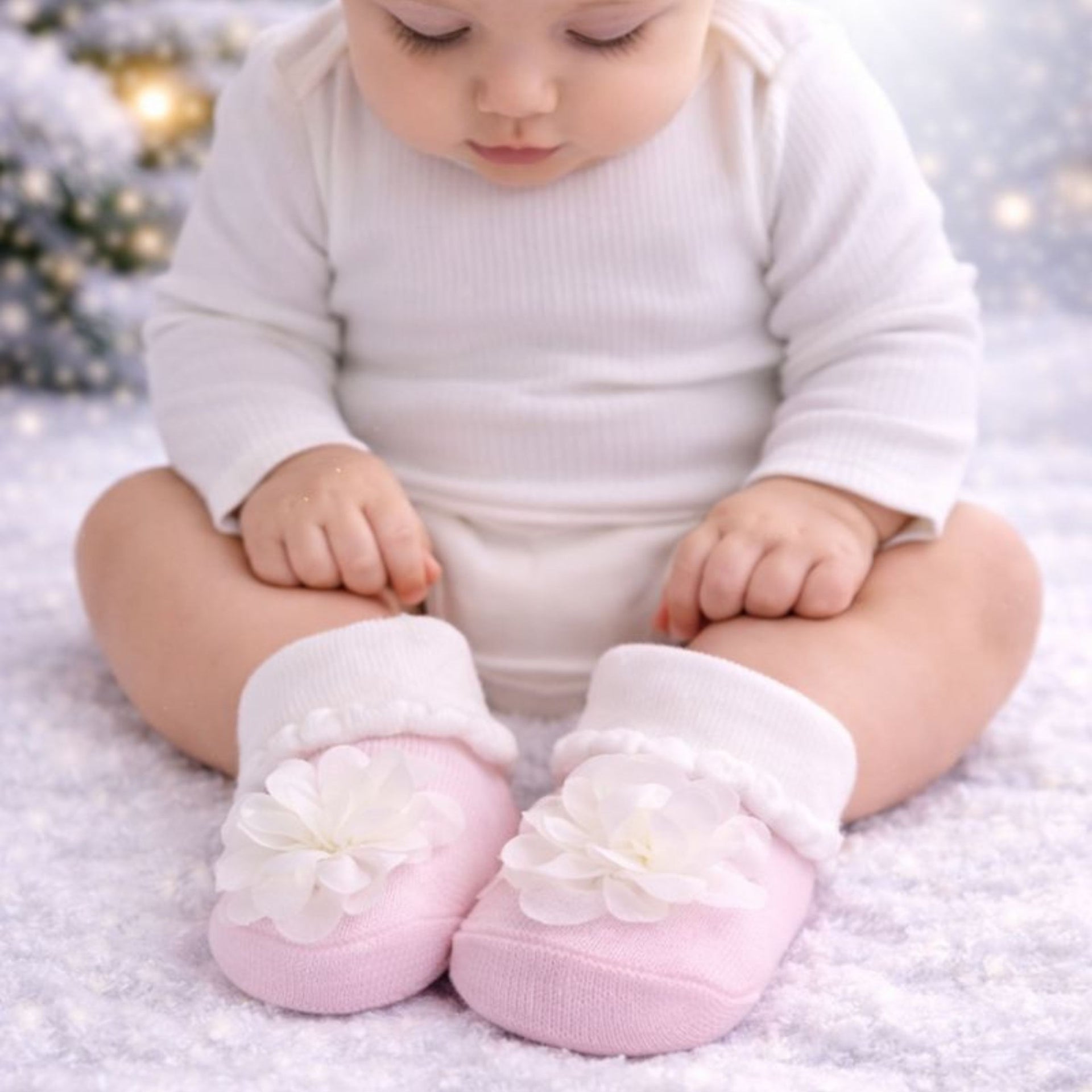 Baby Girl Cotton Socks Set | Soft & Warm Winter Socks | Heart & Floral Designs | 0–12 Months | Pack of 3 Pairs