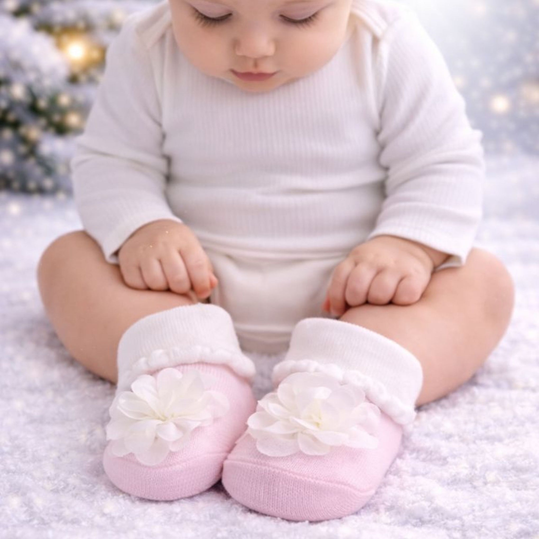 Baby Girl Cotton Socks Set | Soft & Warm Winter Socks | Heart & Floral Designs | 0–12 Months | Pack of 3 Pairs