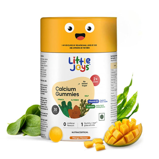 Little Joys Calcium Gummies for Kids 2+ Years | Mango Flavour | Vitamin D3 & Calcium | No Added Sugar | Supports Bone Health & Growth | 30 Gummies
