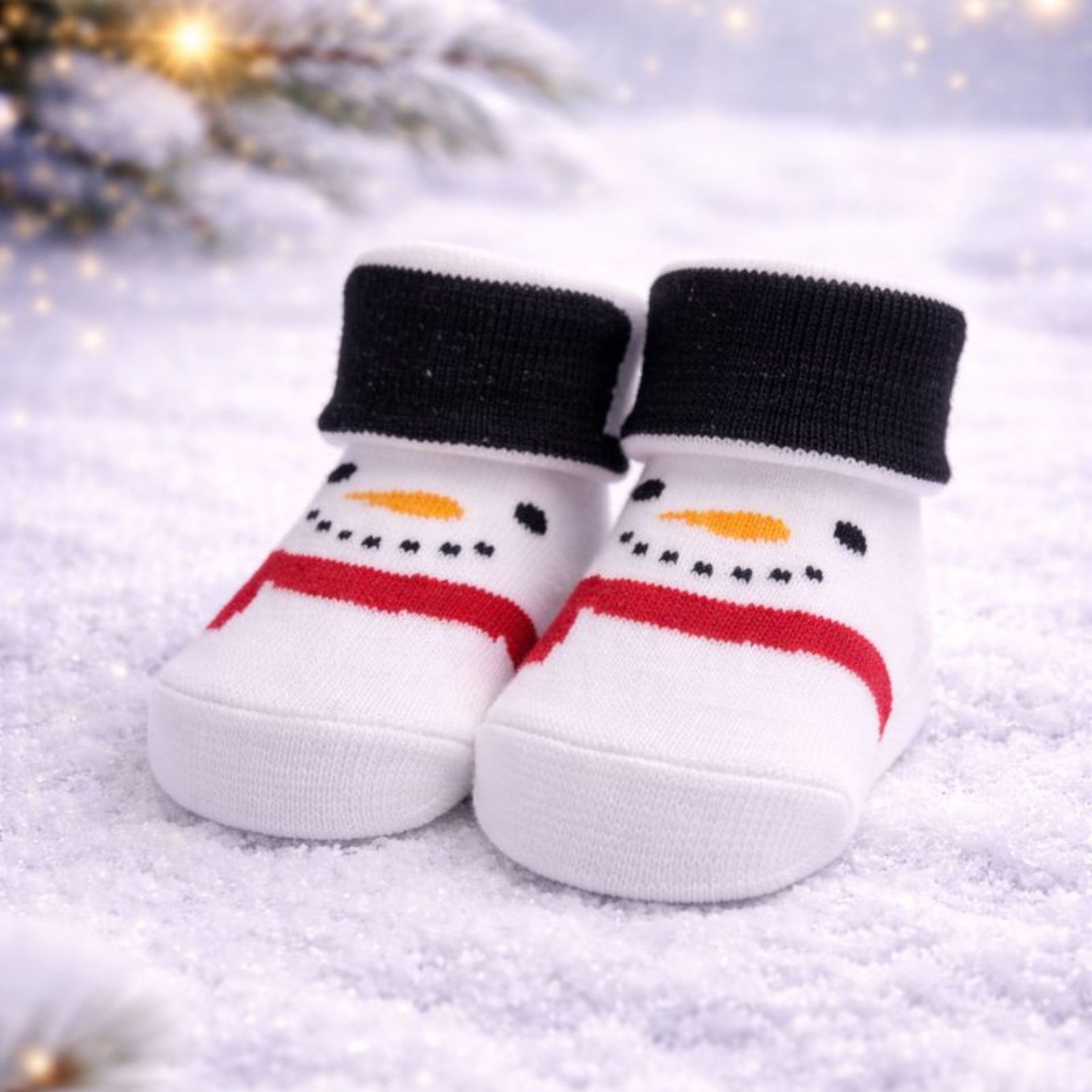 Baby Boy Cotton Socks Set | Soft & Warm Winter Socks | Cute Snowman & Stripe Designs | 0–12 Months | Pack of 3 Pairs